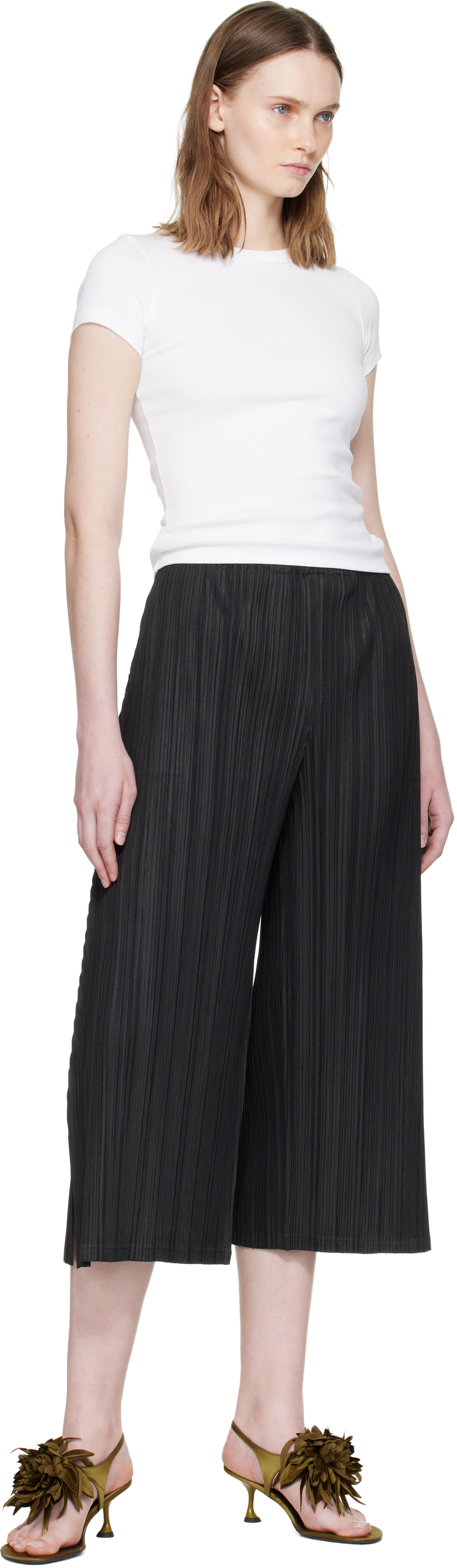 PLEATS PLEASE ISSEY MIYAKE: Black Mellow Pleats Trousers | SSENSE