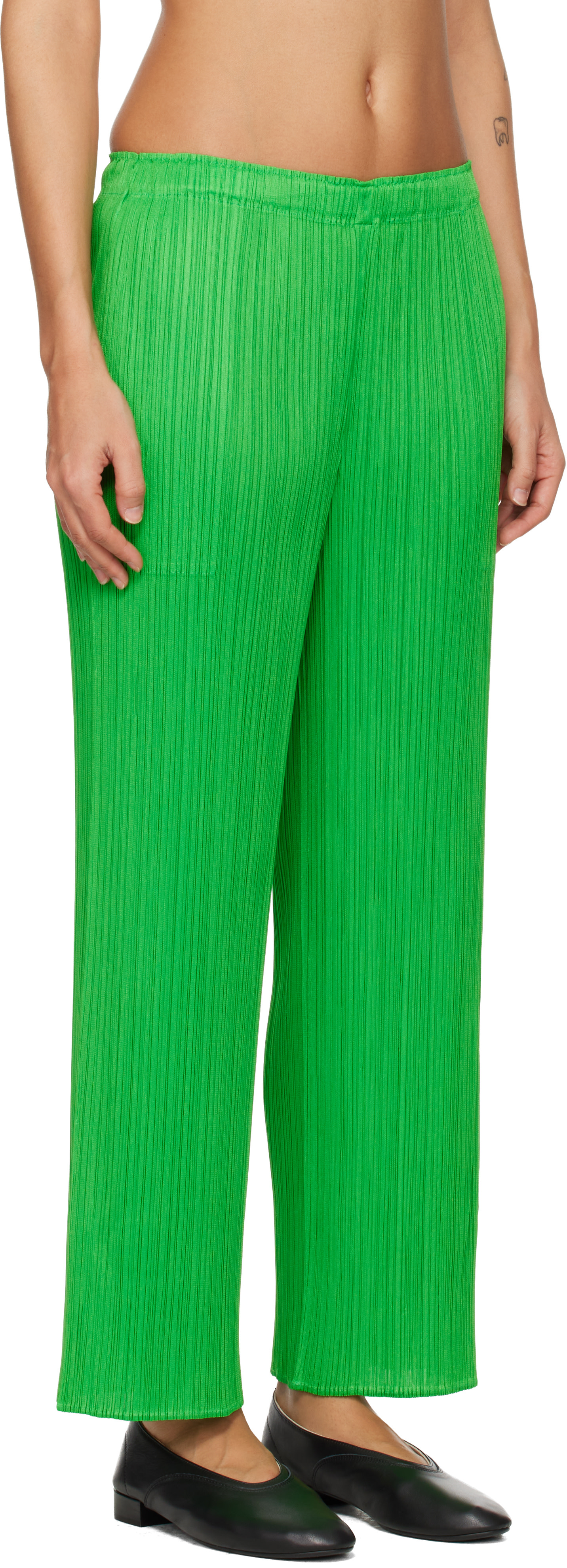 美品PLEATS PLEASE MONTHLY APRIL size3 PLEATS PLEASE ISSEY MIYAKE: Green Monthly Colors April Trousers