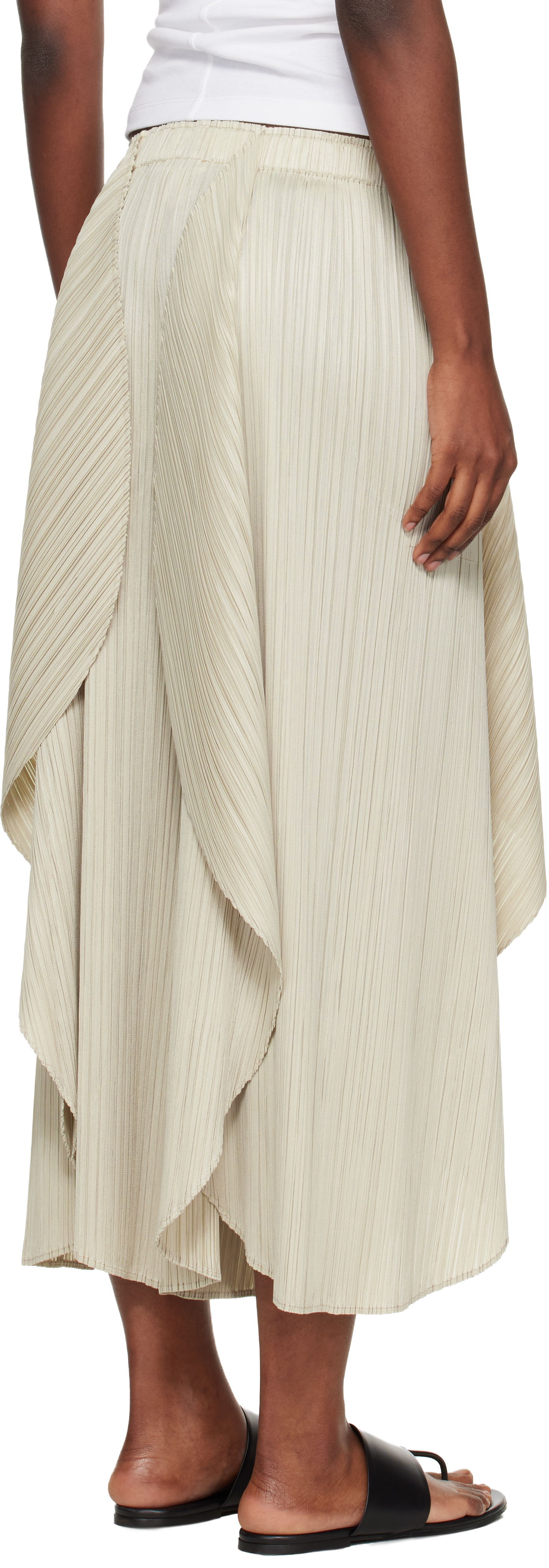 PLEATS PLEASE ISSEY MIYAKE: Beige Leaf Trousers | SSENSE