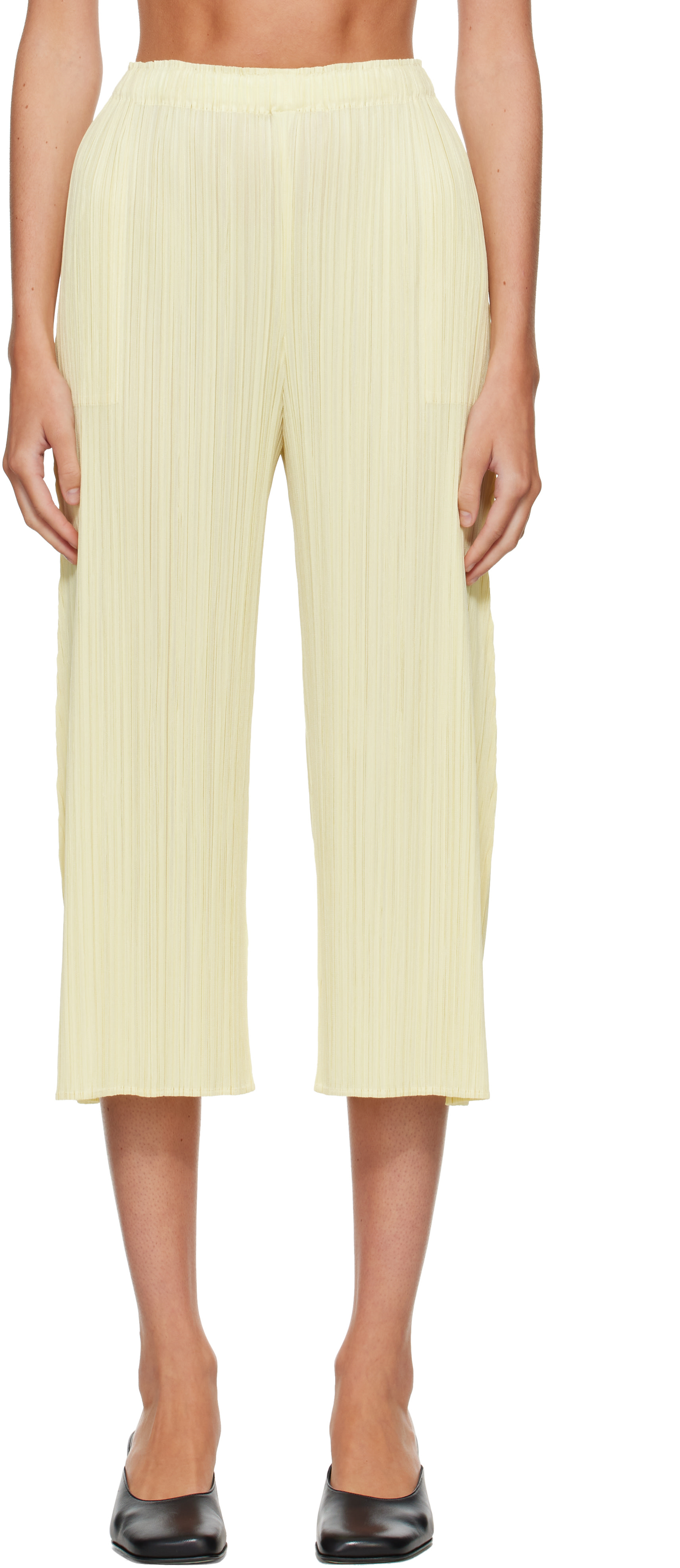 PLEATS PLEASE ISSEY MIYAKE: Yellow Monthly Colors July Trousers