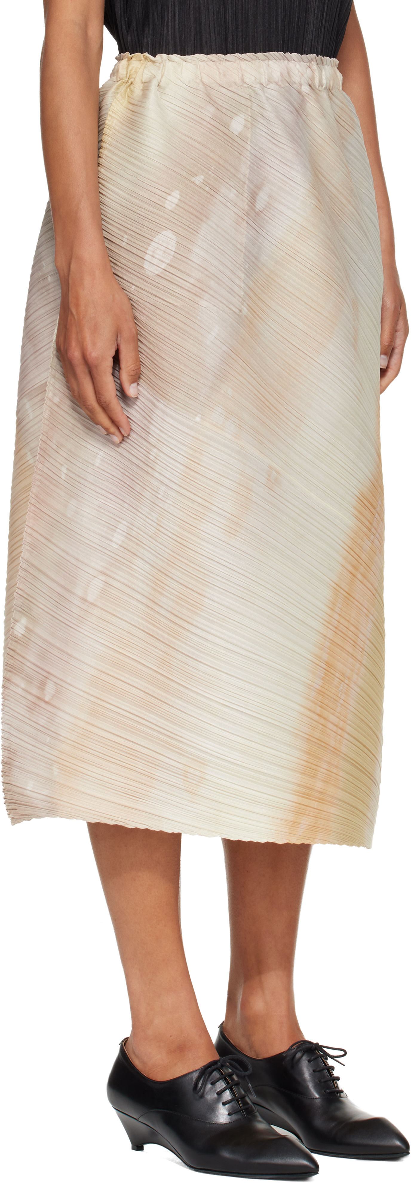 PLEATS PLEASE ISSEY MIYAKE: Beige Sea Bubble Midi Skirt | SSENSE