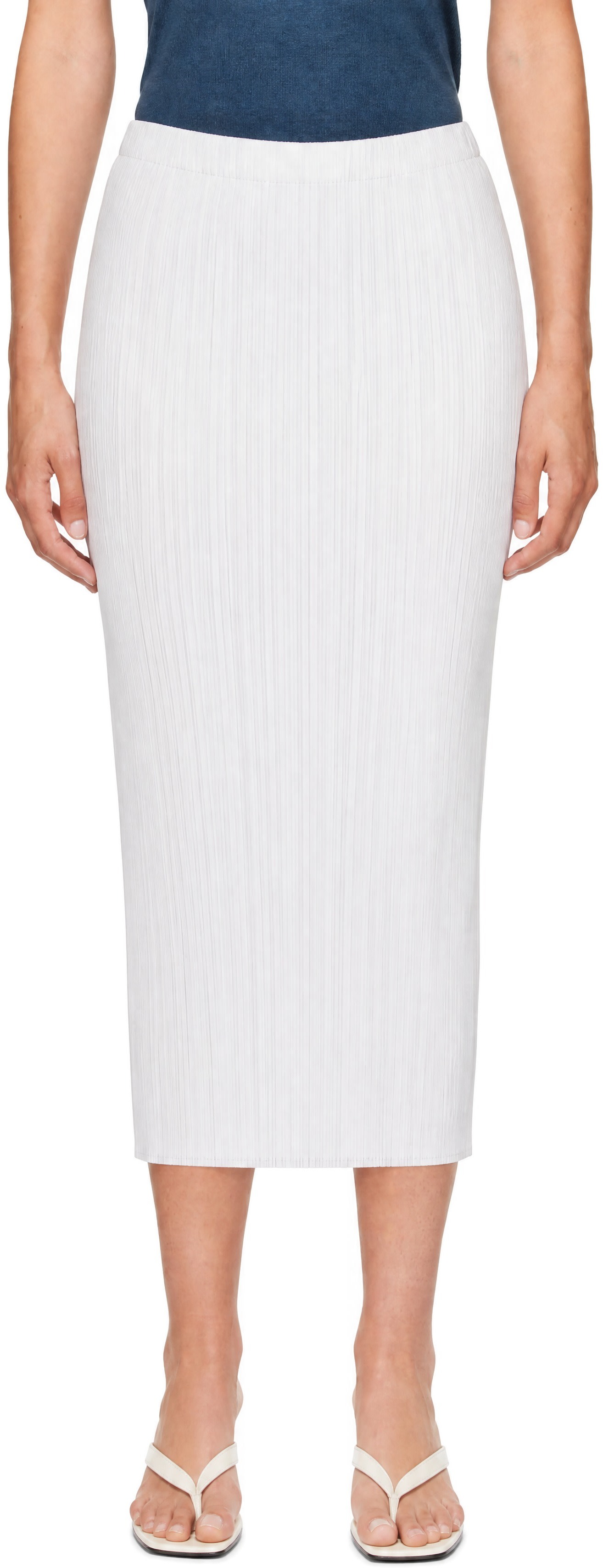 PLEATS PLEASE ISSEY MIYAKE: Gray Basics Midi Skirt | SSENSE Canada