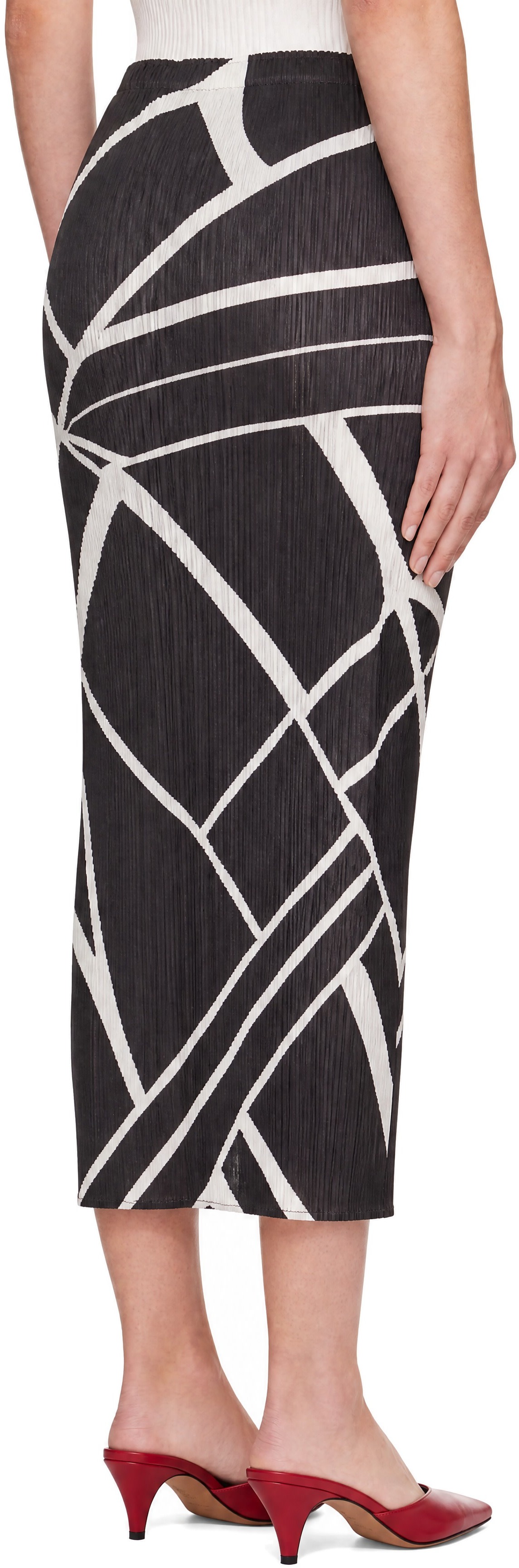 PLEATS PLEASE ISSEY MIYAKE: Brown Fold Lines Maxi Skirt | SSENSE