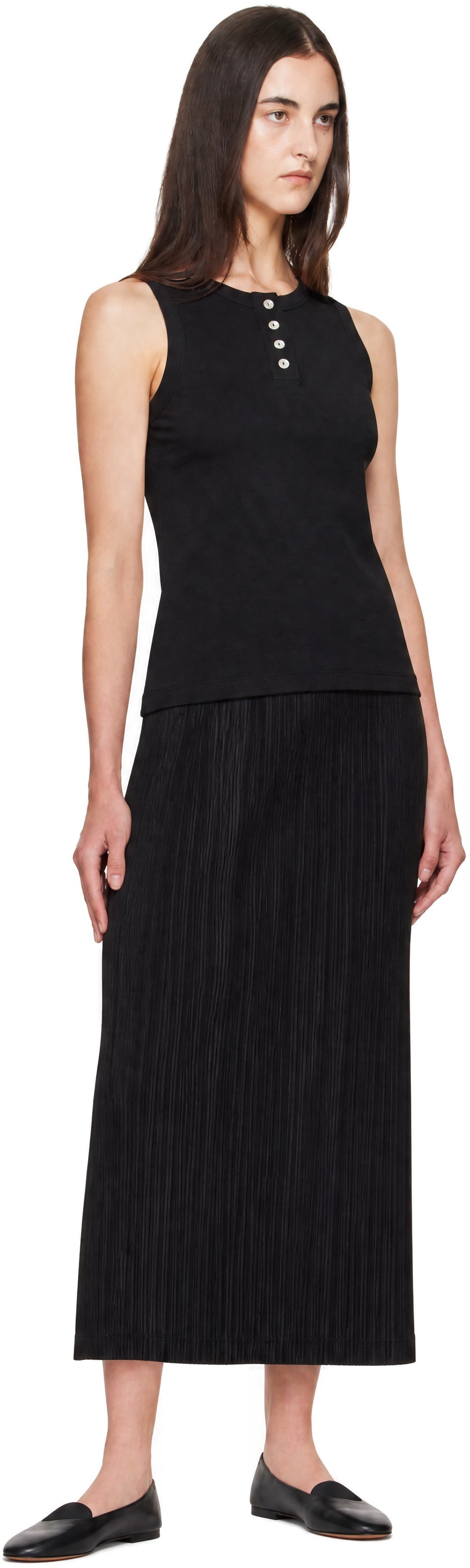 PLEATS PLEASE ISSEY MIYAKE: Black Thicker Bottoms Maxi Skirt | SSENSE