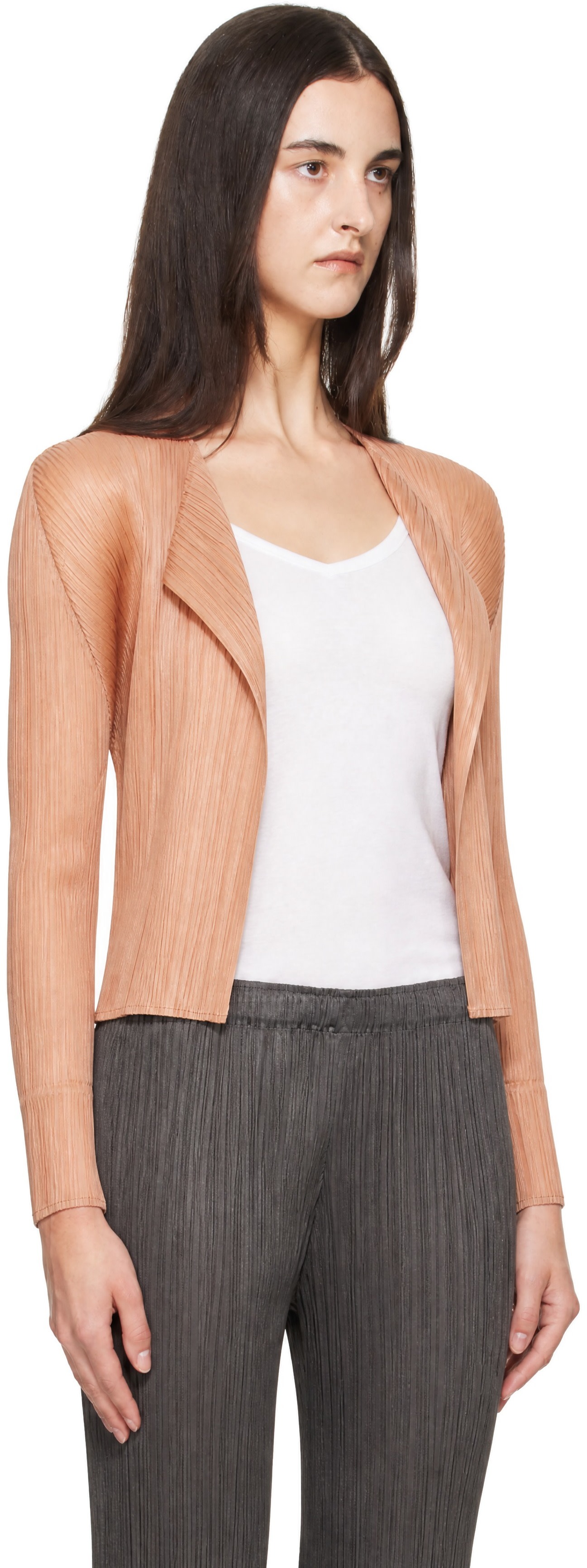 トップス PLEATS PLEASE MONTHLY JUNE PINK BEIGE 3 PLEATS PLEASE ISSEY MIYAKE: Beige Monthly Colors June Cardigan