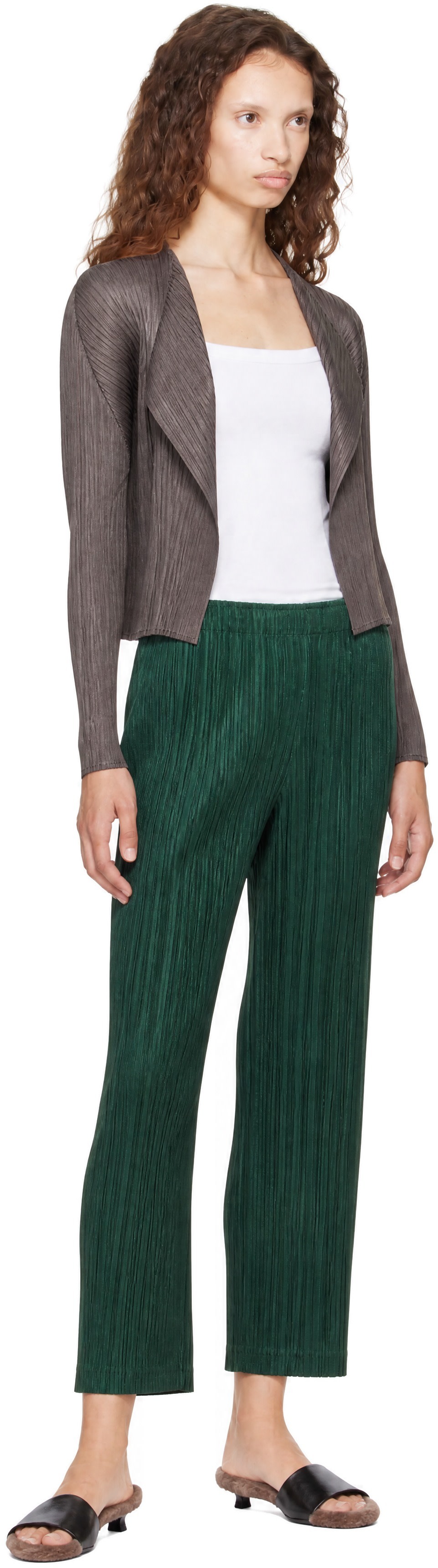PLEATS PLEASE ISSEY MIYAKE: Gray Monthly Colors June Cardigan | SSENSE