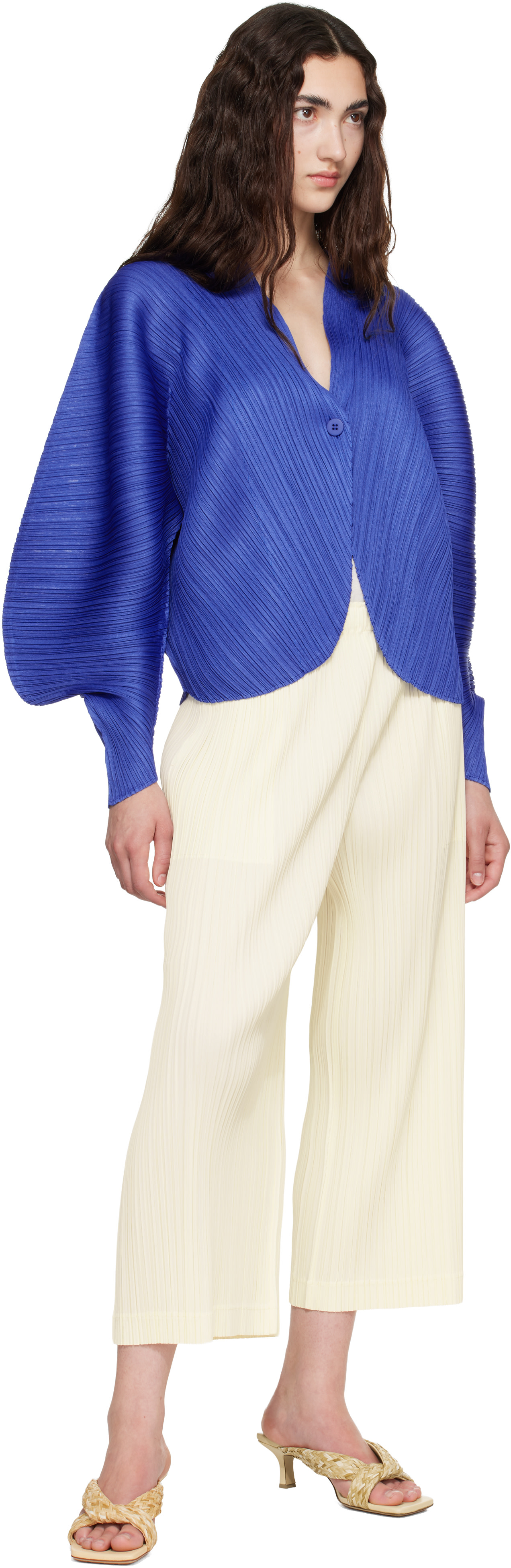 PLEATS PLEASE◆COAST 2026年5月 カーディガン ネイビー PLEATS PLEASE ISSEY MIYAKE: Blue Coast Cardigan | SSENSE Canada