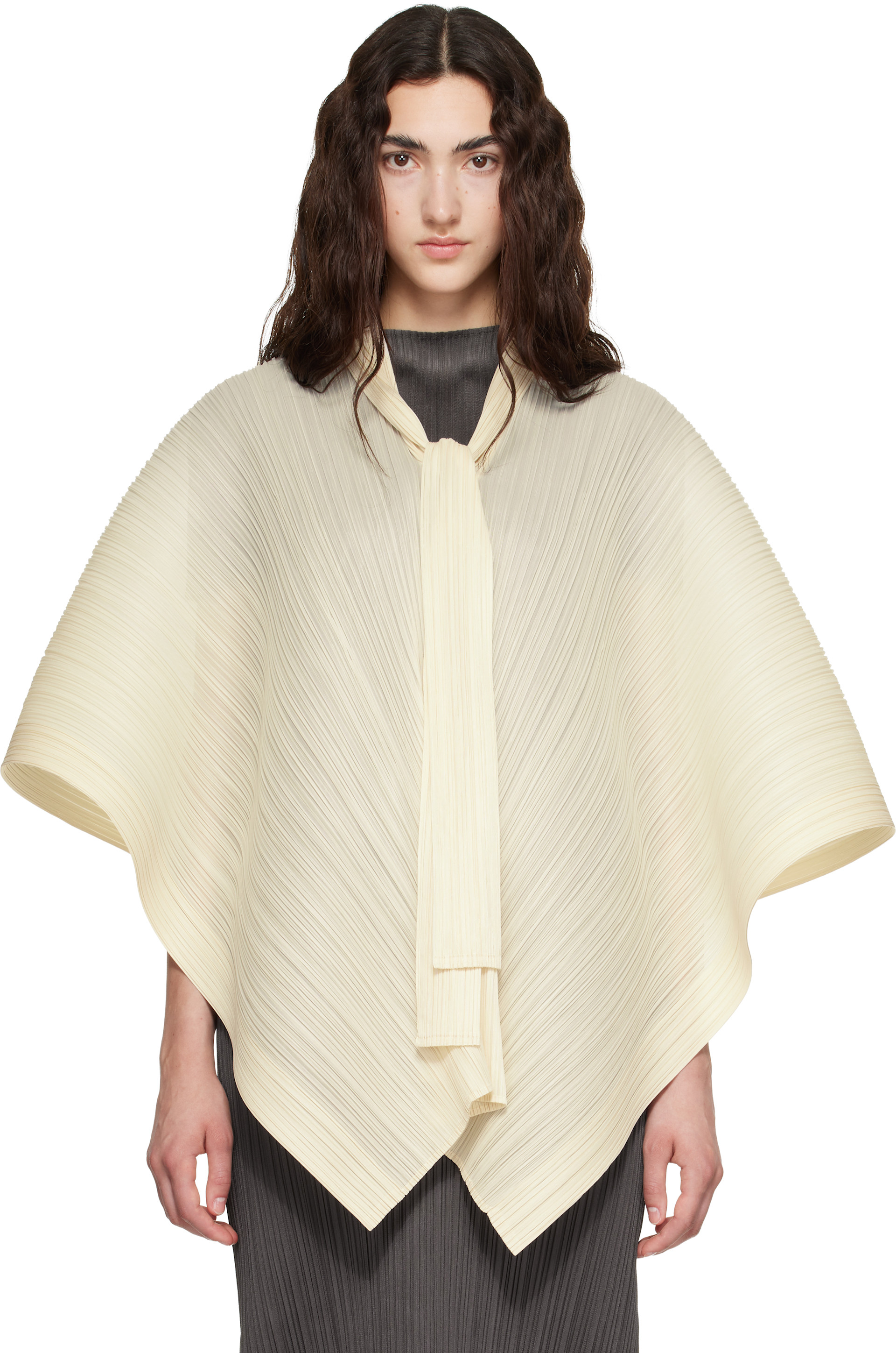 PLEATS PLEASE ISSEY MIYAKE: Beige Lucid Pleats Top | SSENSE