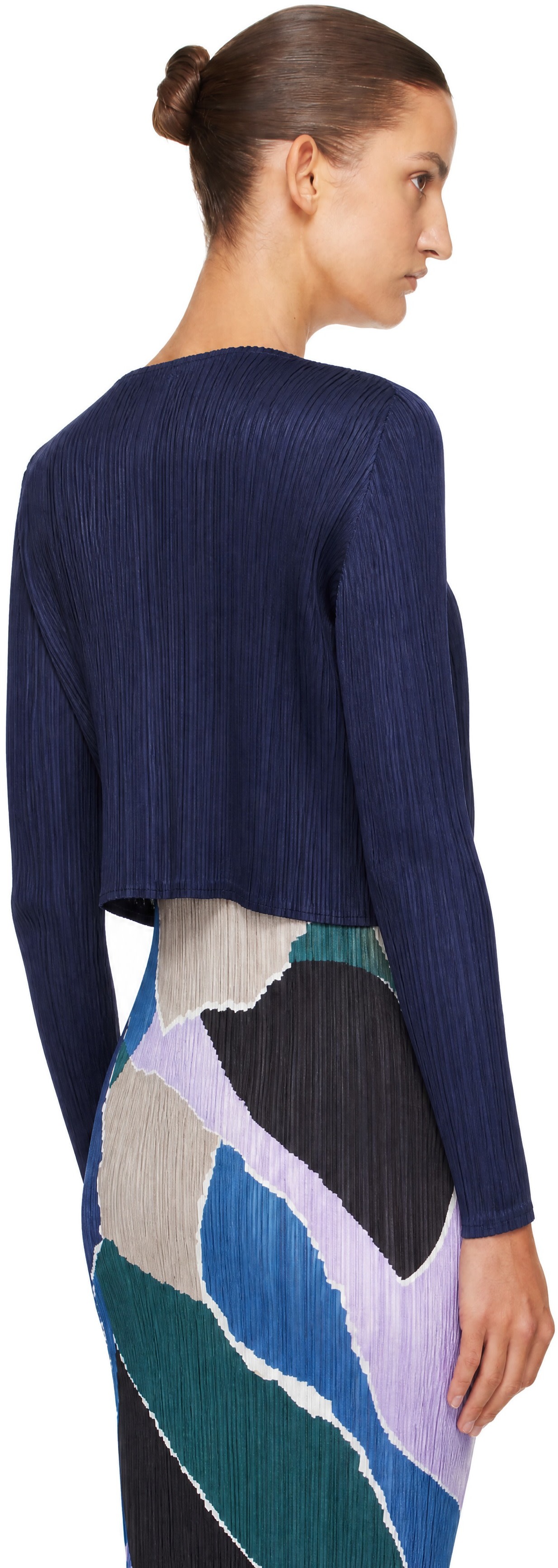 PLEATS PLEASE ISSEY MIYAKE: Navy Monthly Colors September Cardigan