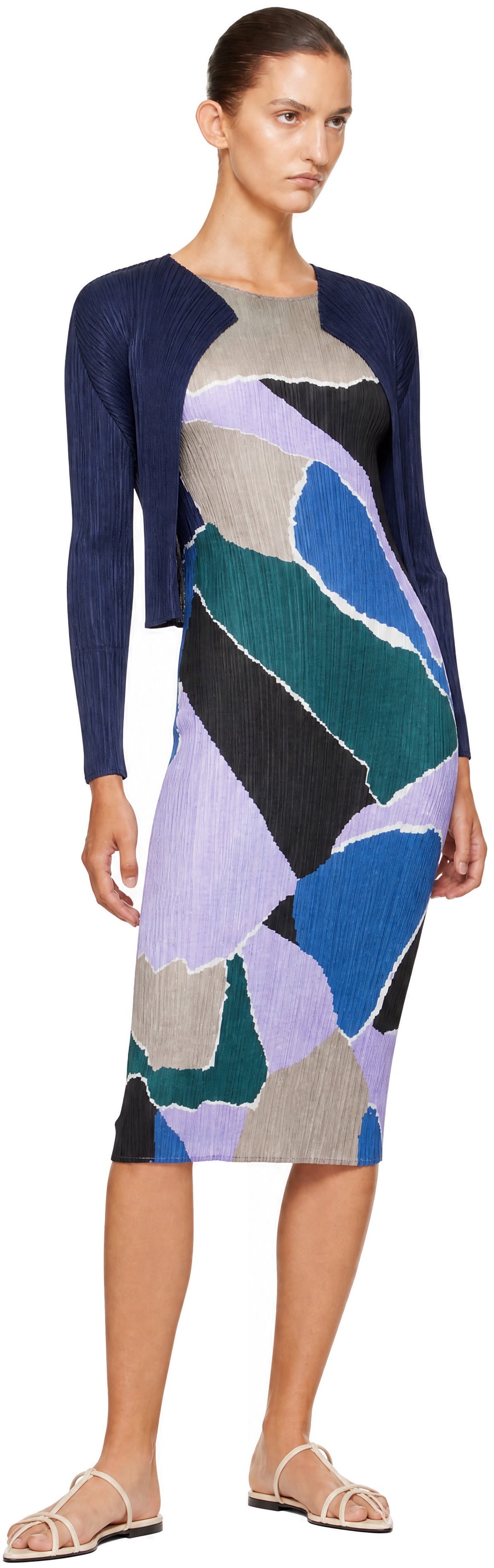 PLEATS PLEASE ISSEY MIYAKE: Navy Monthly Colors September Cardigan