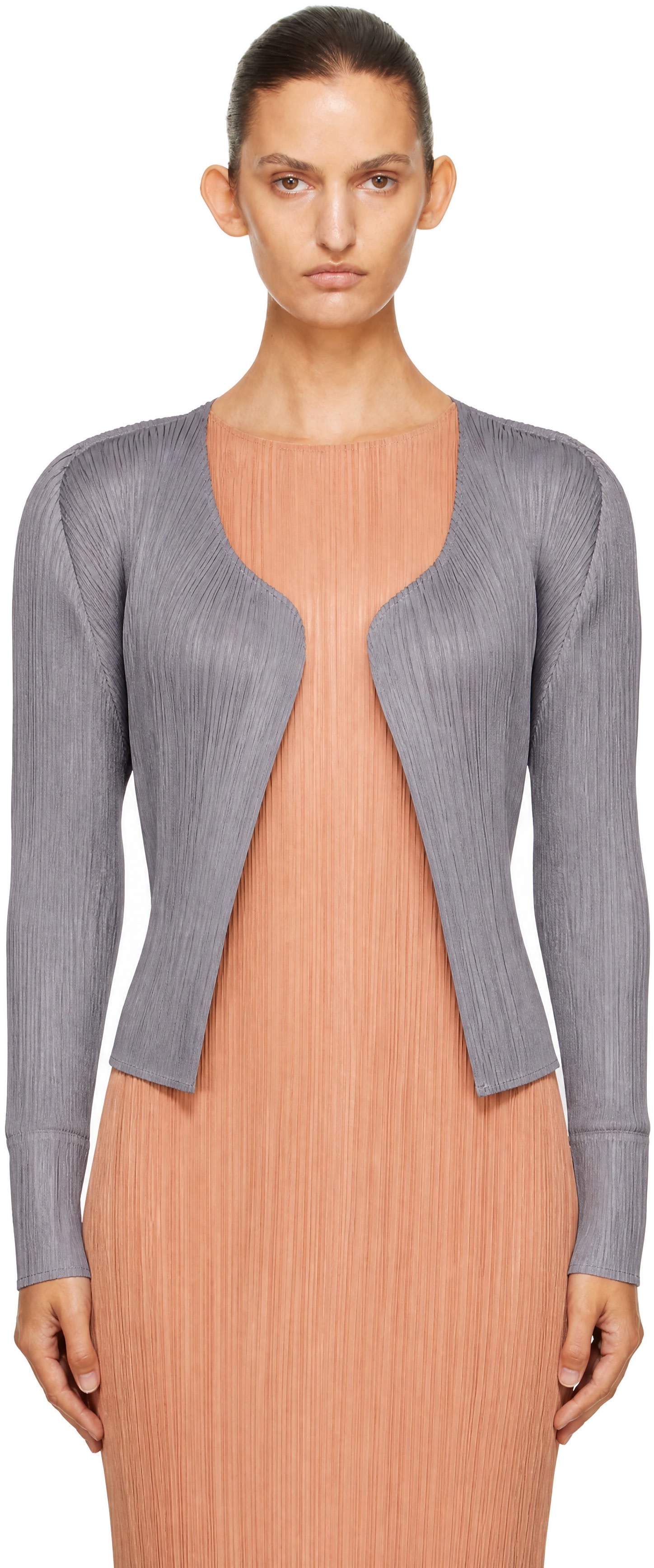 PLEATS PLEASE ISSEY MIYAKE - Cardigan gris - BASICS