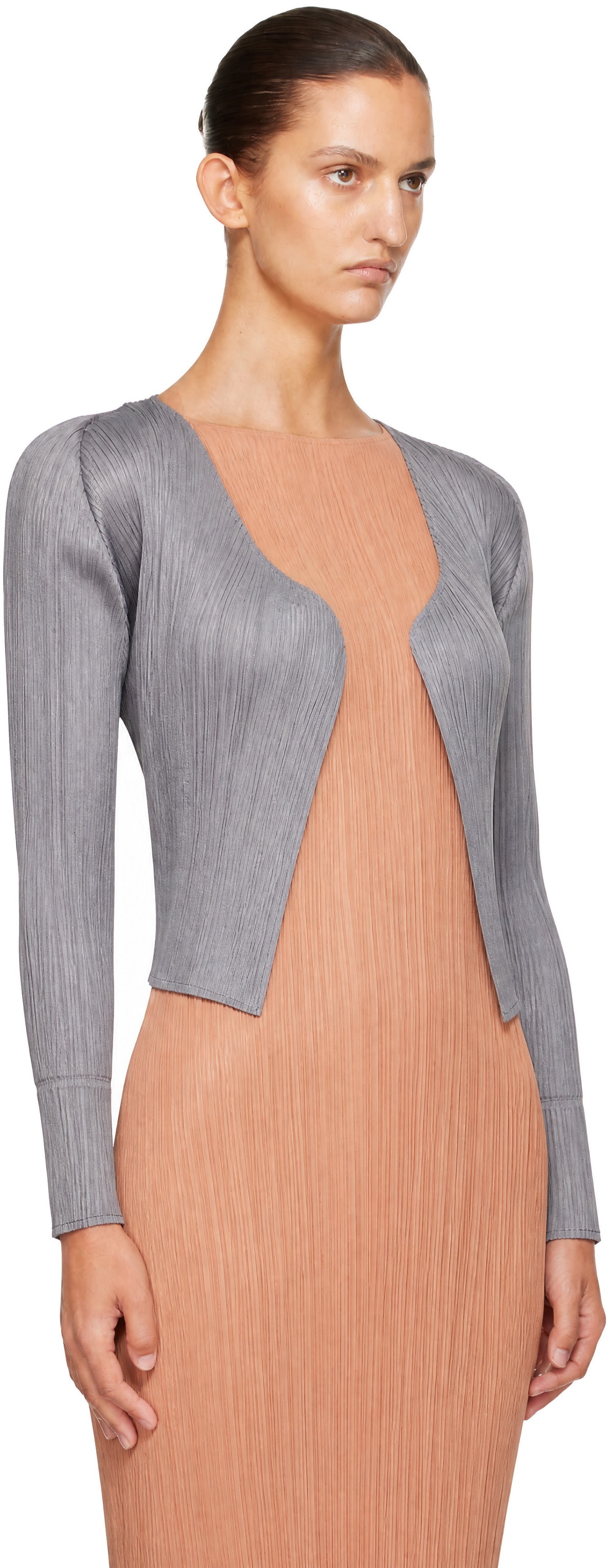 PLEATS PLEASE ISSEY MIYAKE - Cardigan gris - BASICS