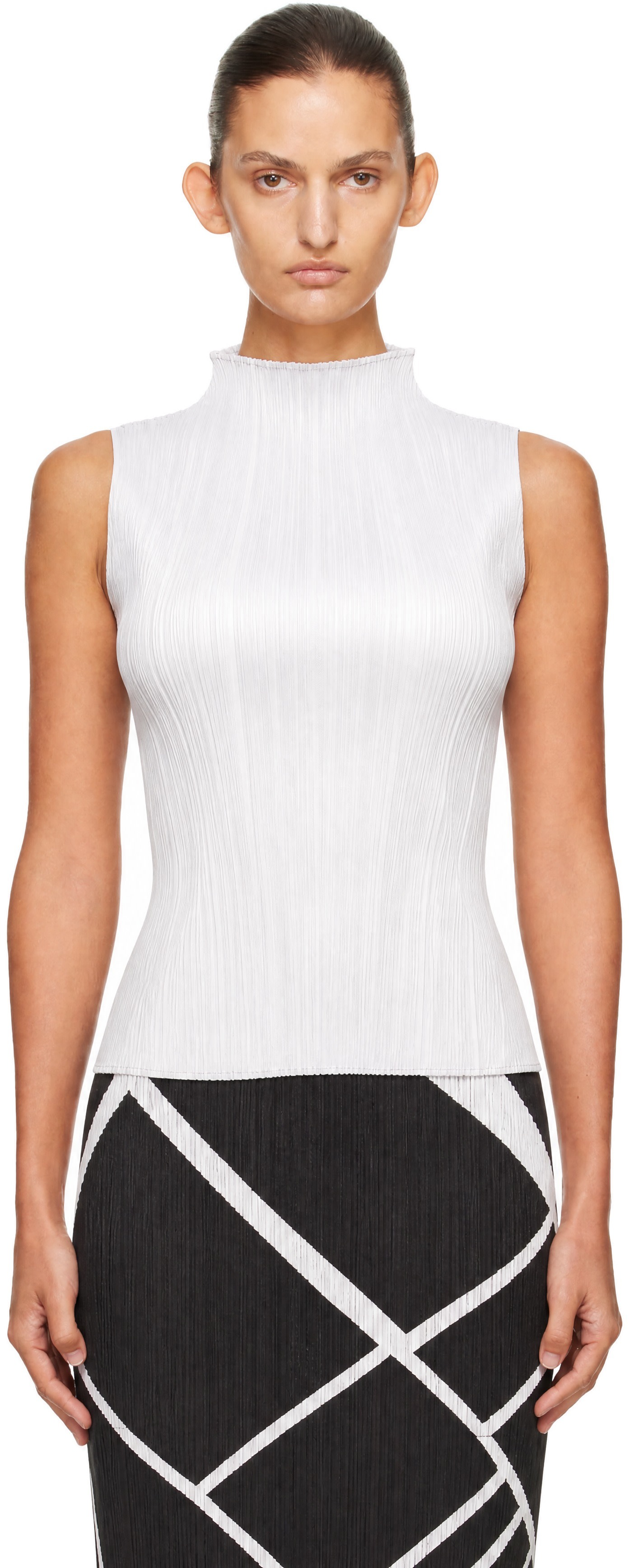 PLEATS PLEASE ISSEY MIYAKE: Gray Basics Turtleneck Top | SSENSE