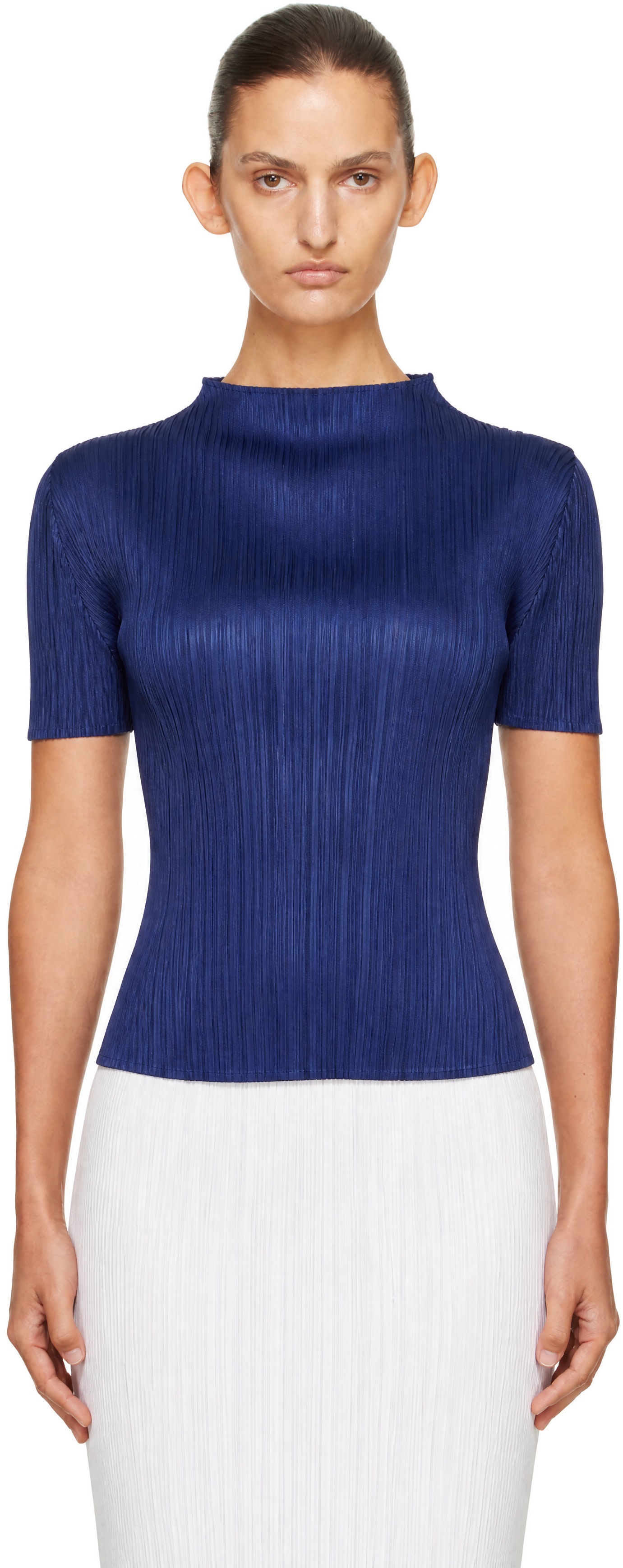 【未使用】ISSEY MIYAKE オムプリッセ トップス ブルー サイズ4 PLEATS PLEASE ISSEY MIYAKE: Navy Monthly Colors September Top | SSENSE