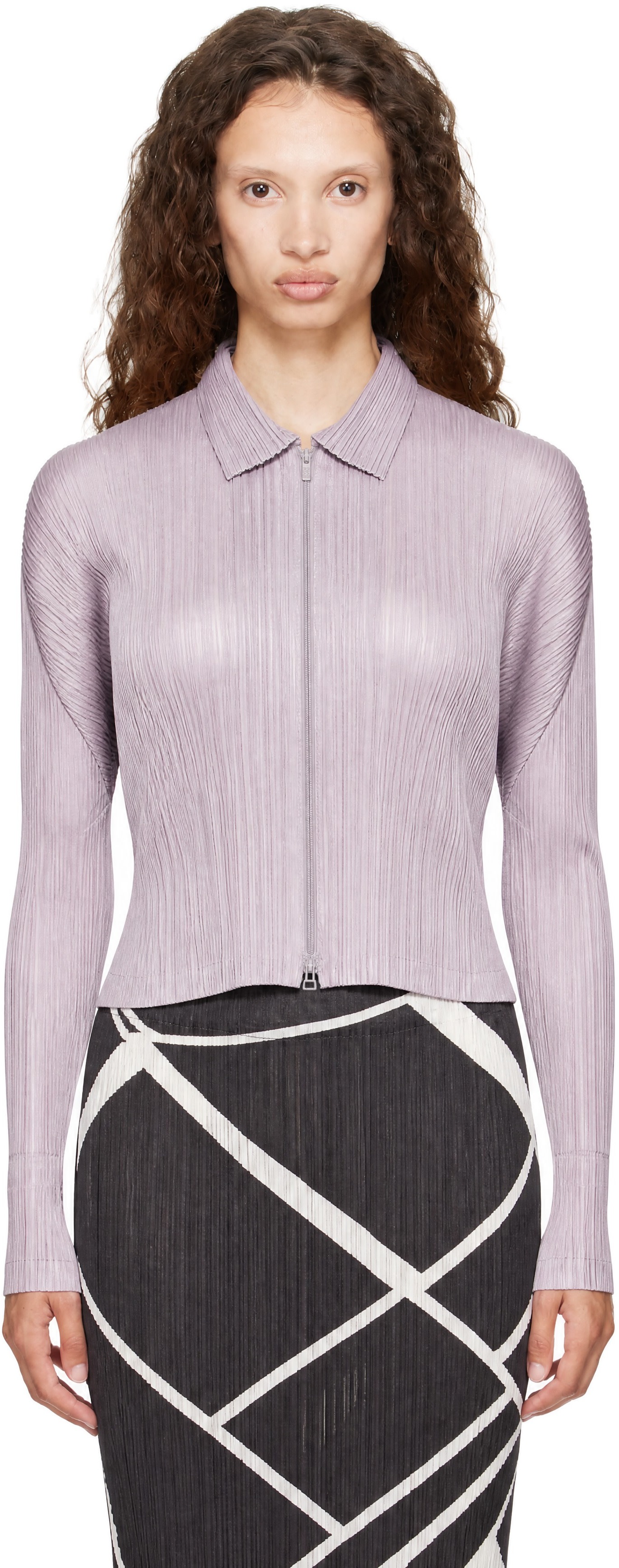 PLEATS PLEASE ISSEY MIYAKE: Purple Monthly Colors August Cardigan