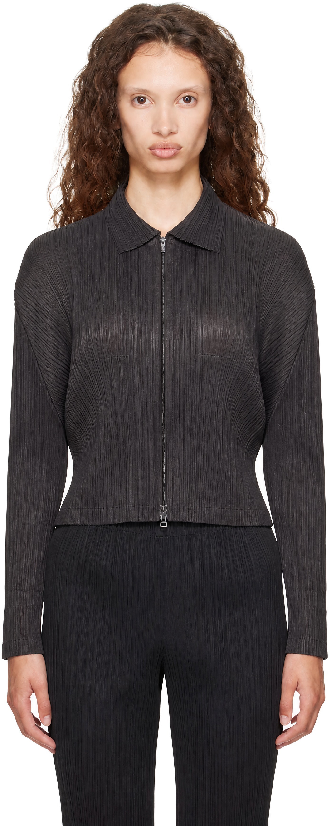 PLEATS PLEASE ISSEY MIYAKE: Gray Monthly Colors August Cardigan