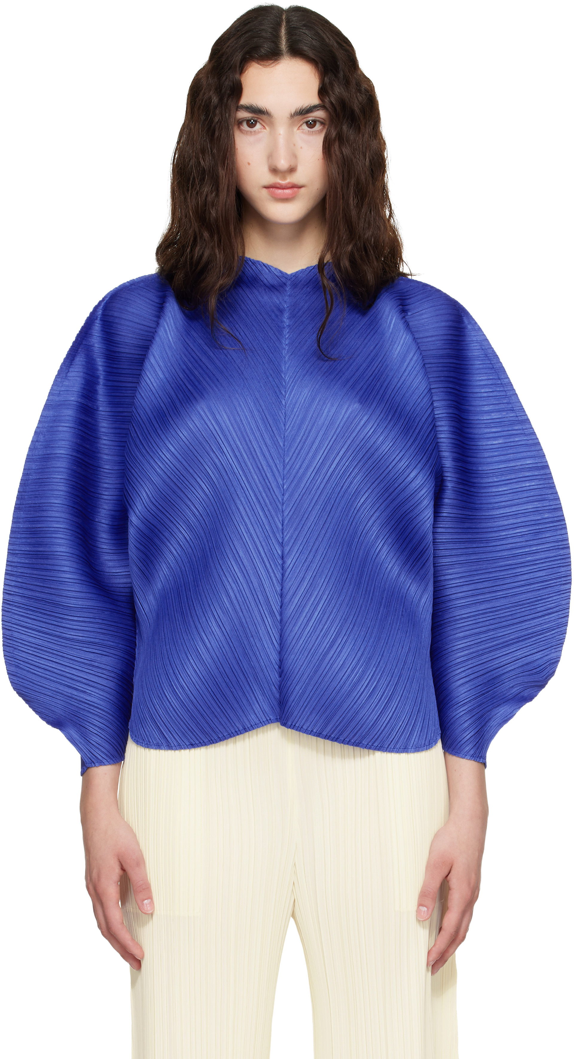 トップス PLEATS PLEASE ISSEY MIYAKE tsumori chisa PLEATS PLEASE ISSEY MIYAKE: Blue Coast Blouse | SSENSE Canada