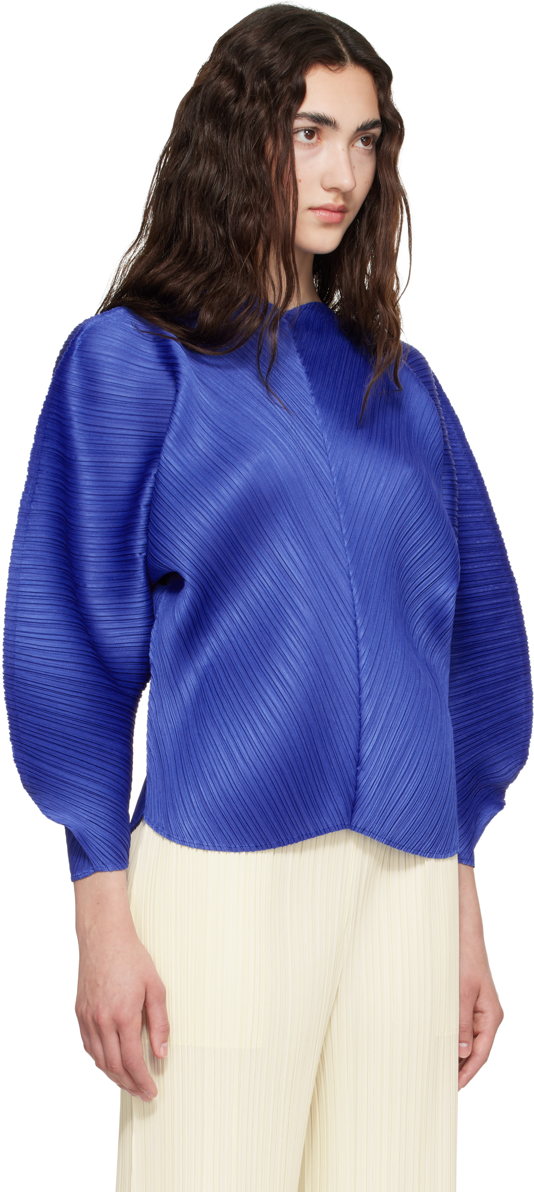 PLEATS PLEASE ISSEY MIYAKE: Blue Coast Blouse | SSENSE Canada