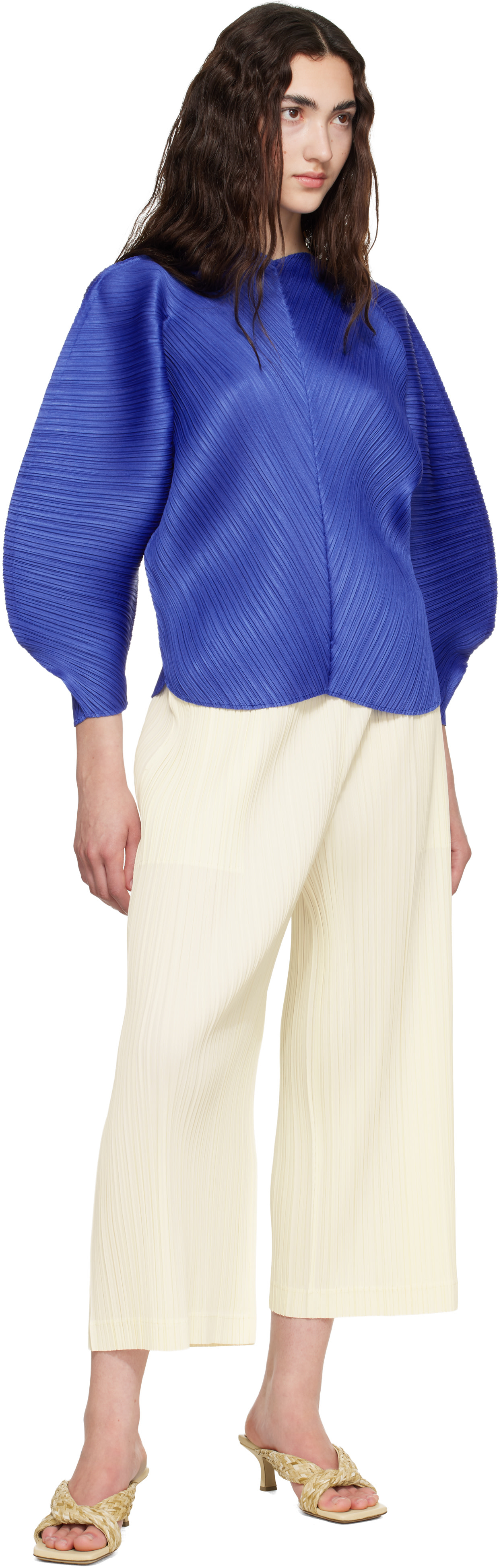 PLEATS PLEASE ISSEY MIYAKE: Blue Coast Blouse | SSENSE Canada