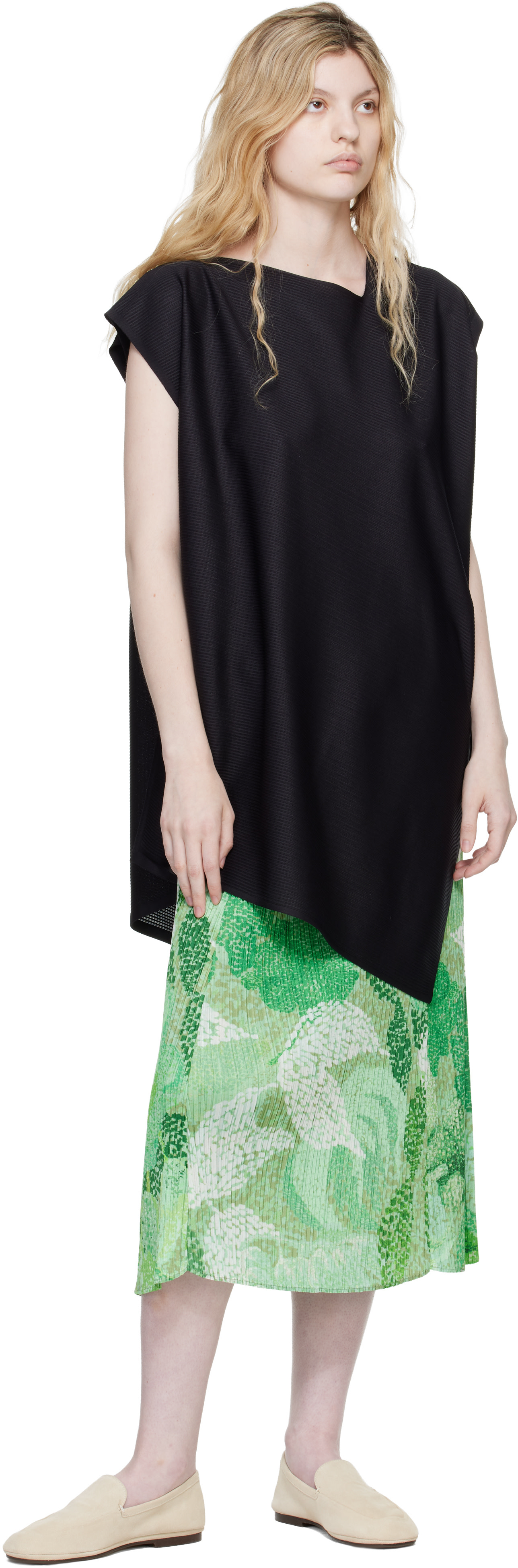 PLEATS PLEASE ISSEY MIYAKE: Black A-POC Sea Glass Top | SSENSE