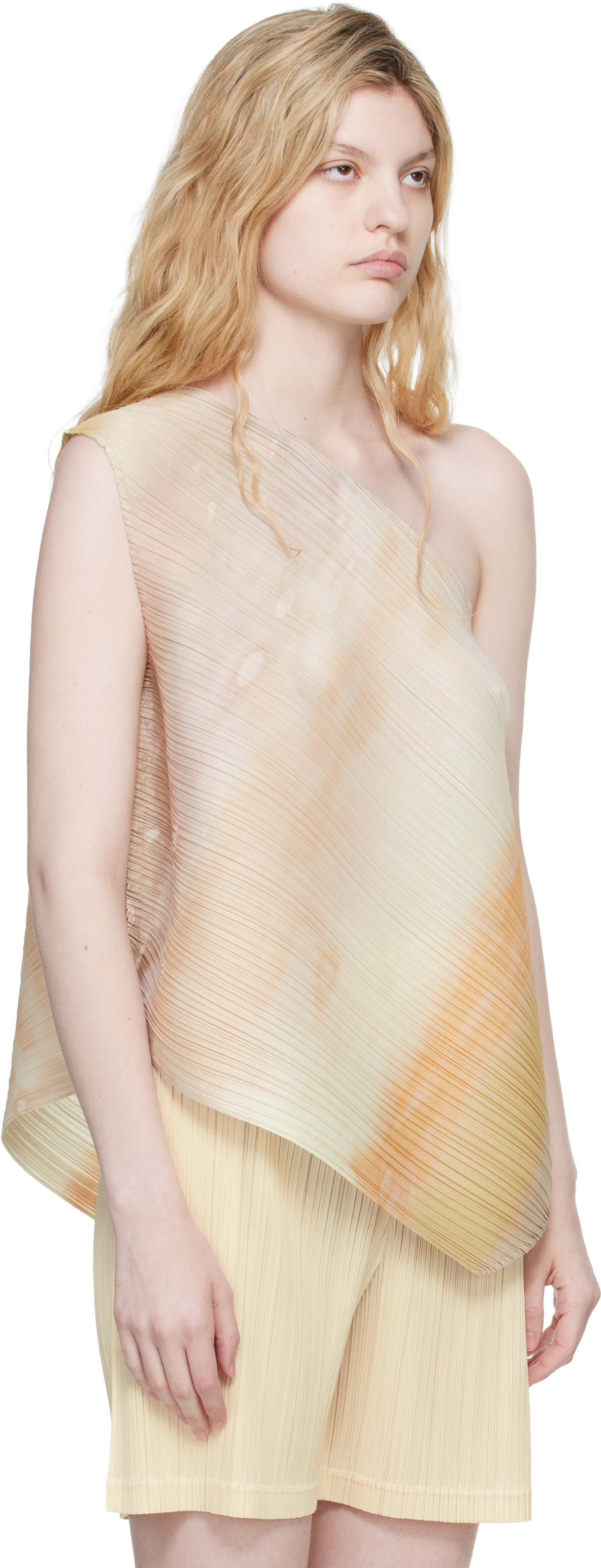 PLEATS PLEASE ISSEY MIYAKE: Beige Sea Bubble Top | SSENSE