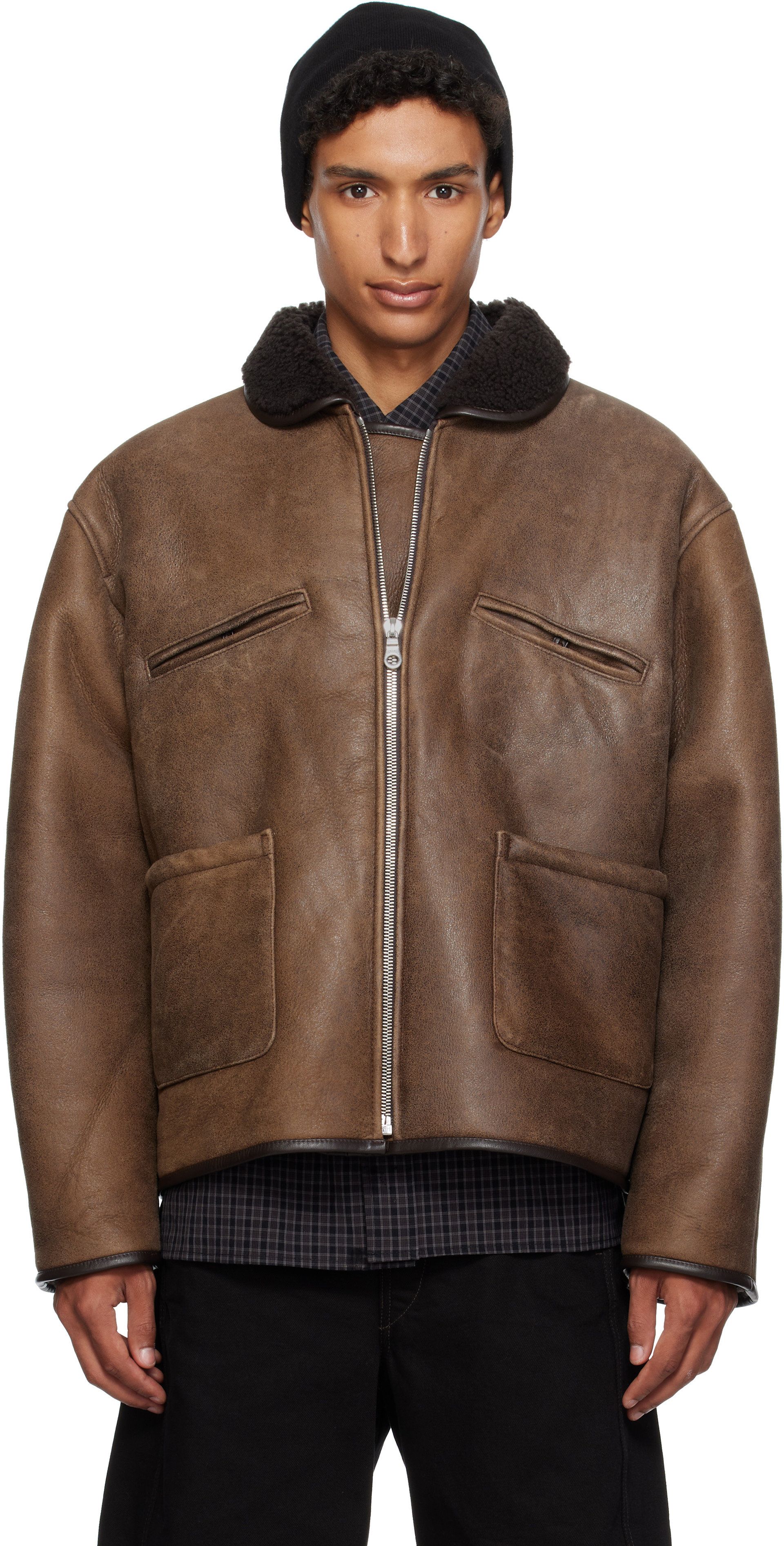 Cawley - Brown Aviator Flying Leather Jacket