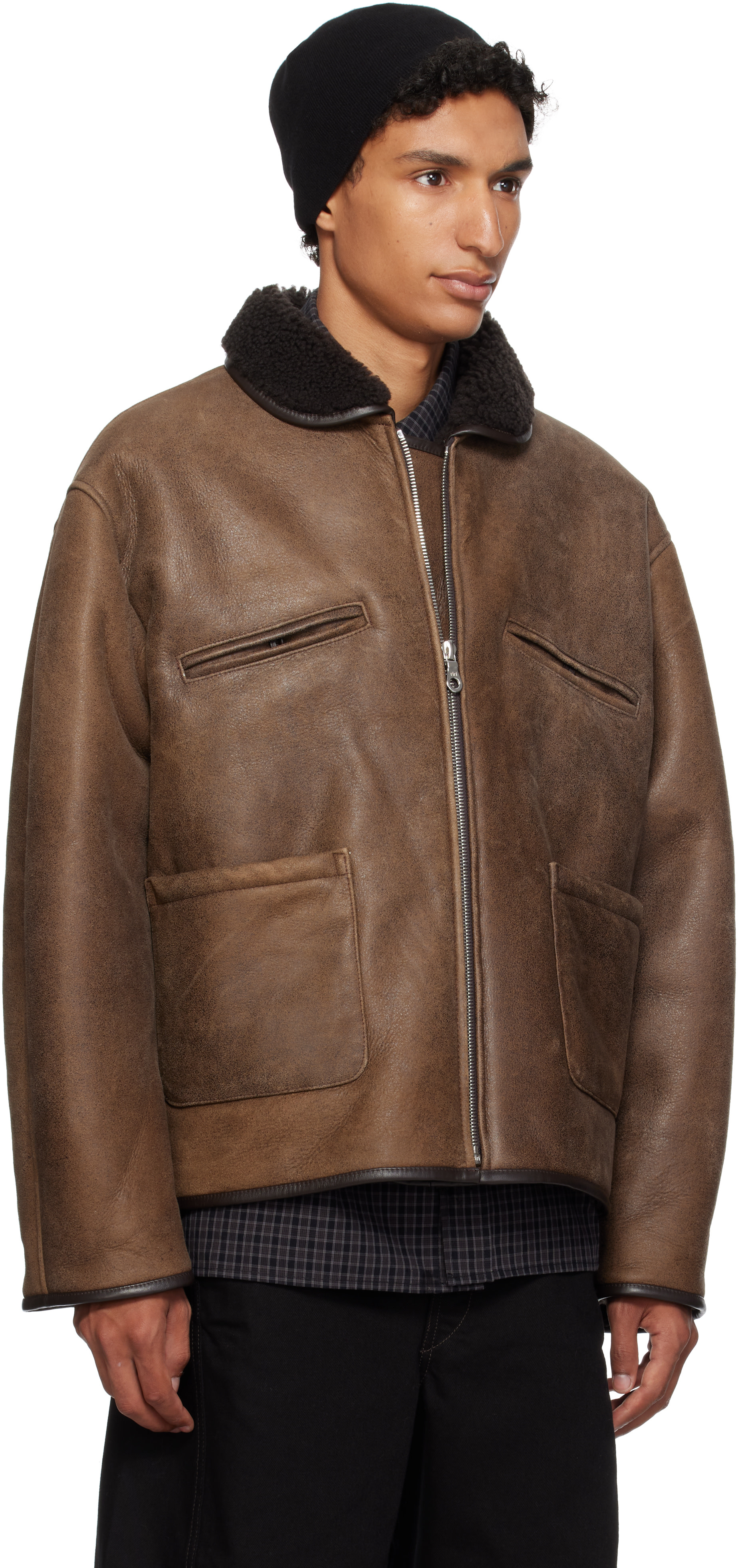 Cawley - Brown Aviator Flying Leather Jacket