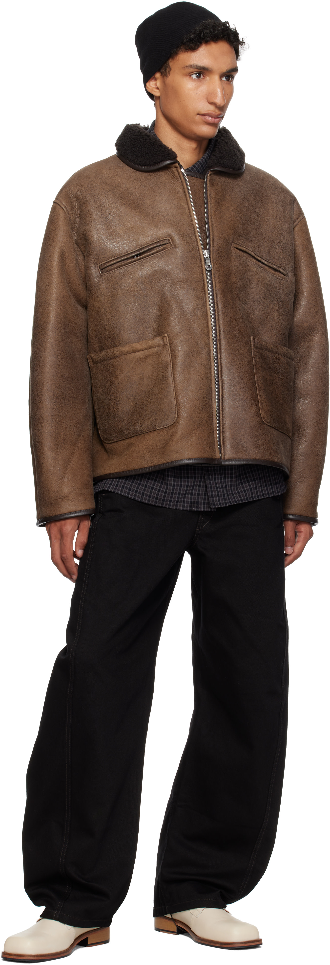 Cawley - Brown Aviator Flying Leather Jacket