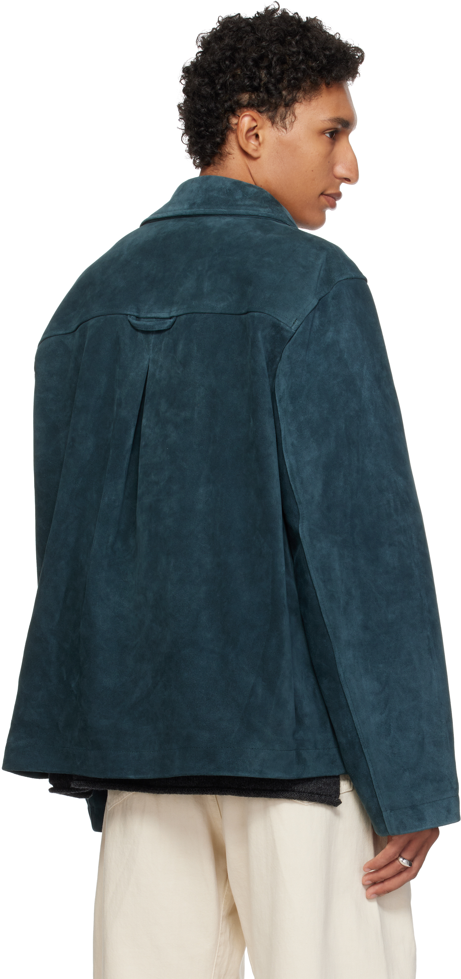 Cawley - Navy Zip-Up Sandy Suede Jacket
