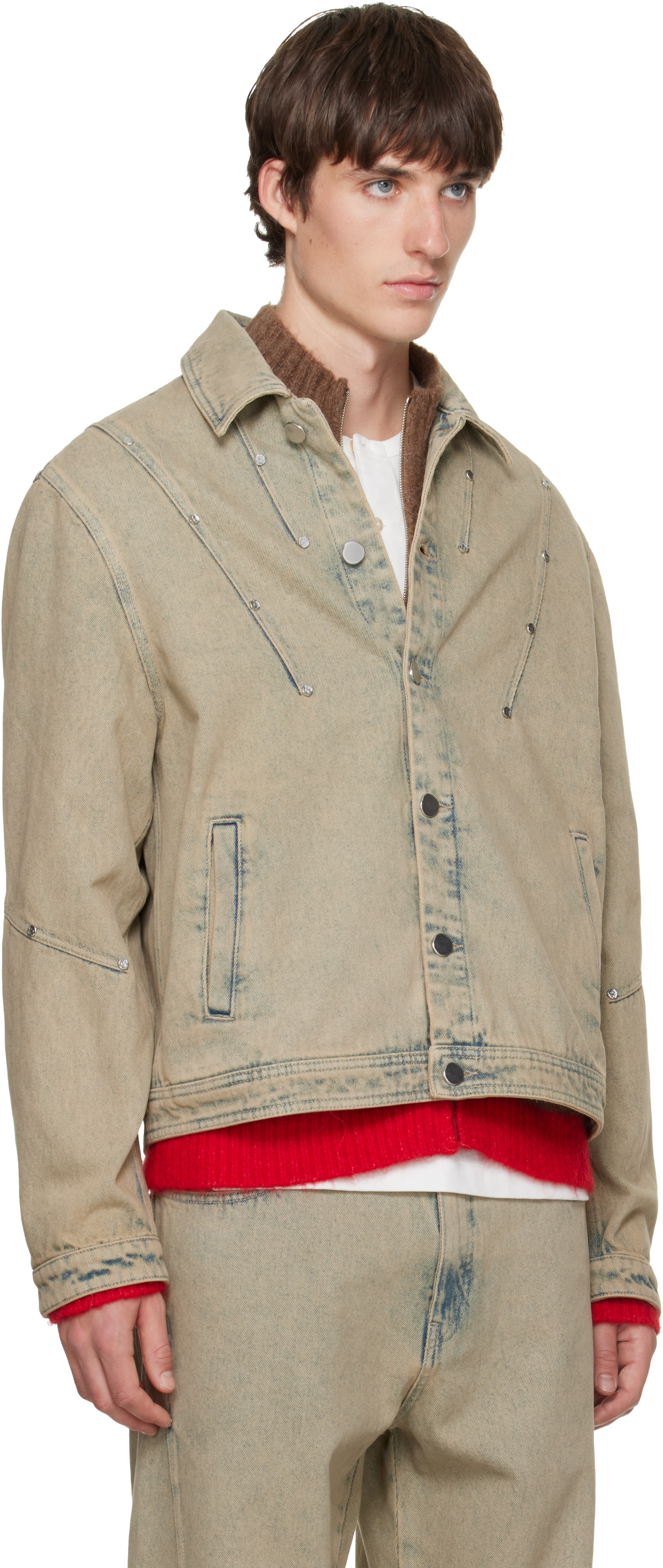 BLUEMARBLE - Beige Darted Denim Trucker Jacket