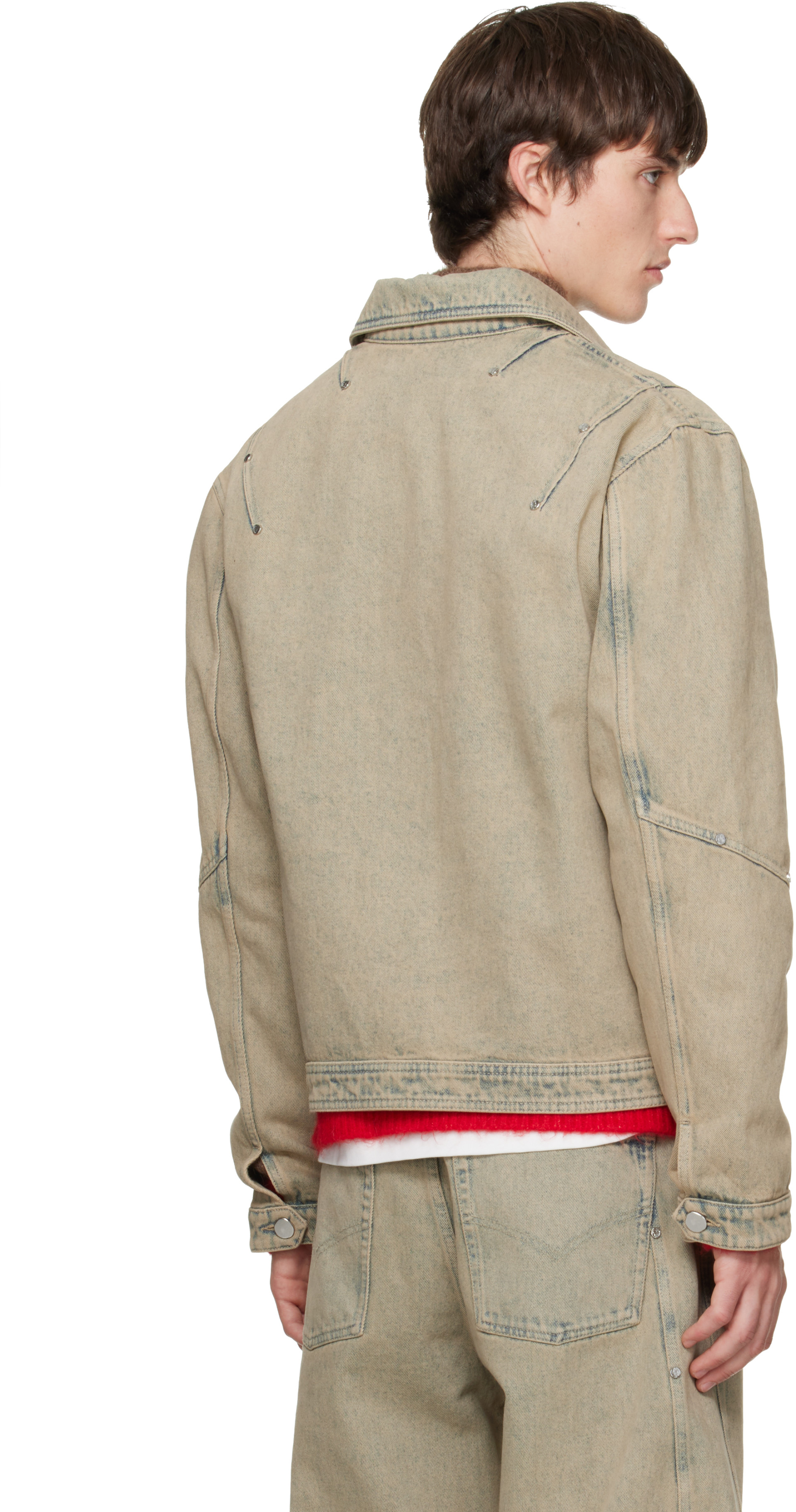 BLUEMARBLE - Beige Darted Denim Trucker Jacket