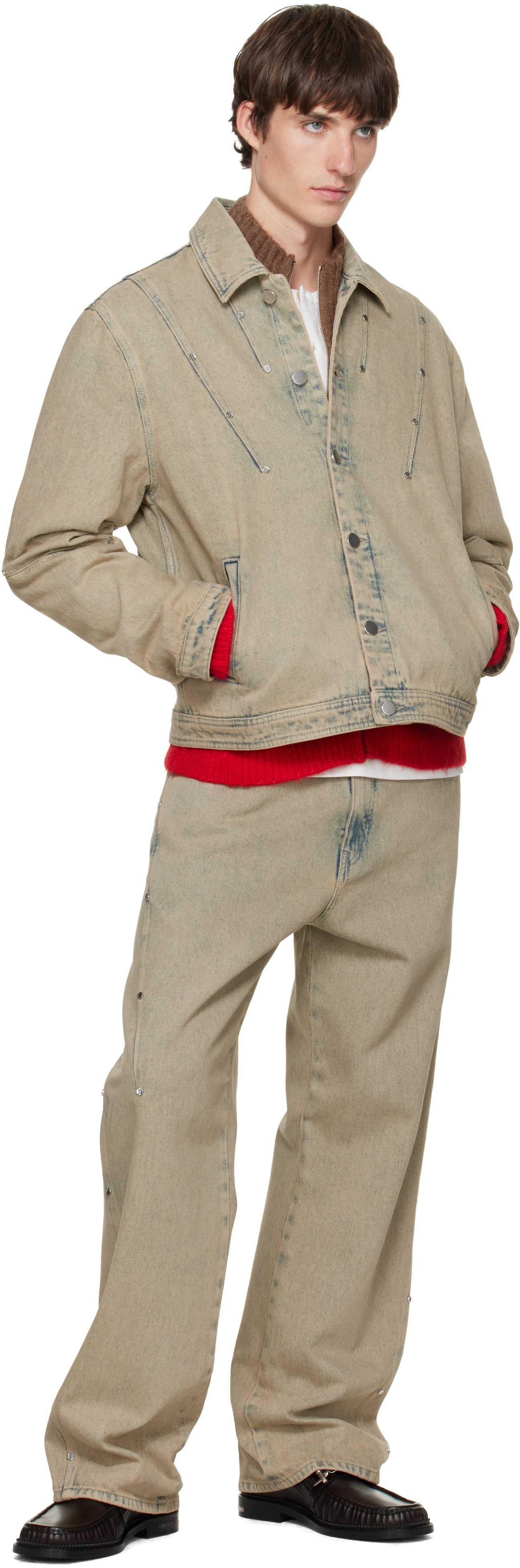 BLUEMARBLE - Beige Darted Denim Trucker Jacket