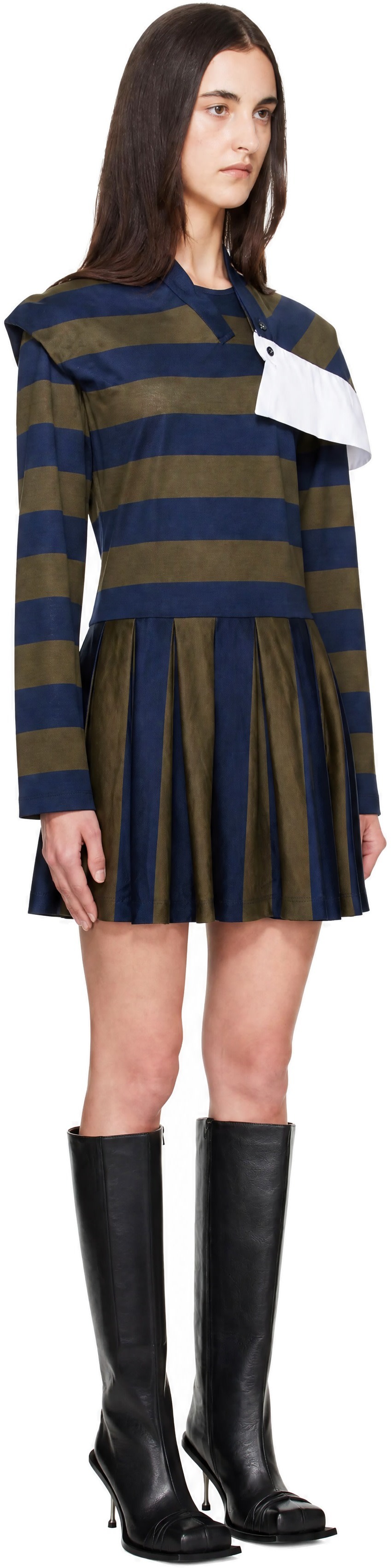 FIDAN NOVRUZOVA: Navy & Khaki Noemie Polo Minidress | SSENSE