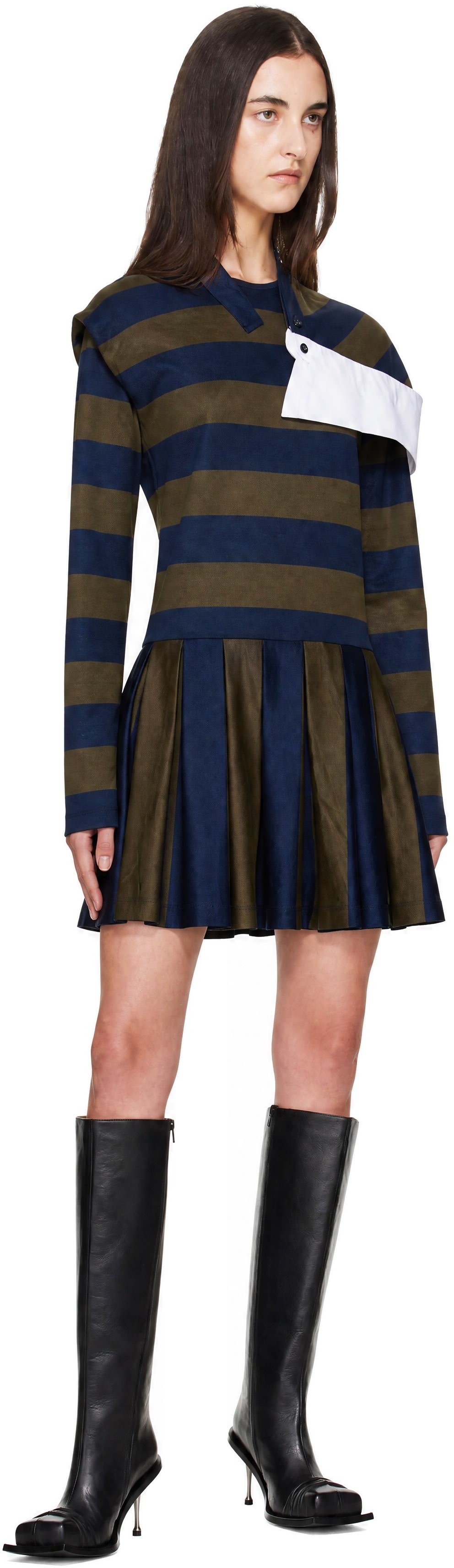 FIDAN NOVRUZOVA: Navy & Khaki Noemie Polo Minidress | SSENSE