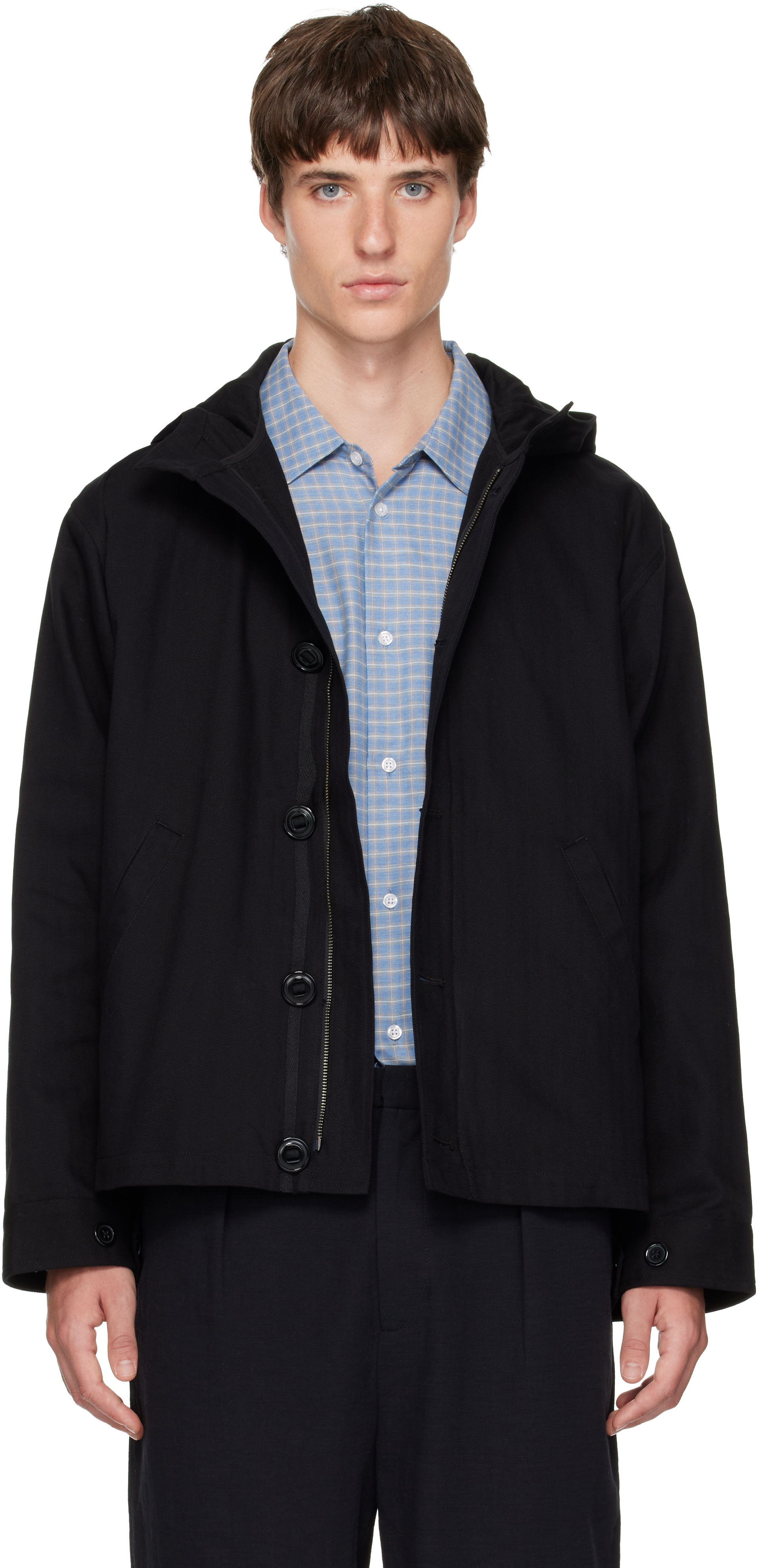 Palmes - Blouson noir en chevron à capuche