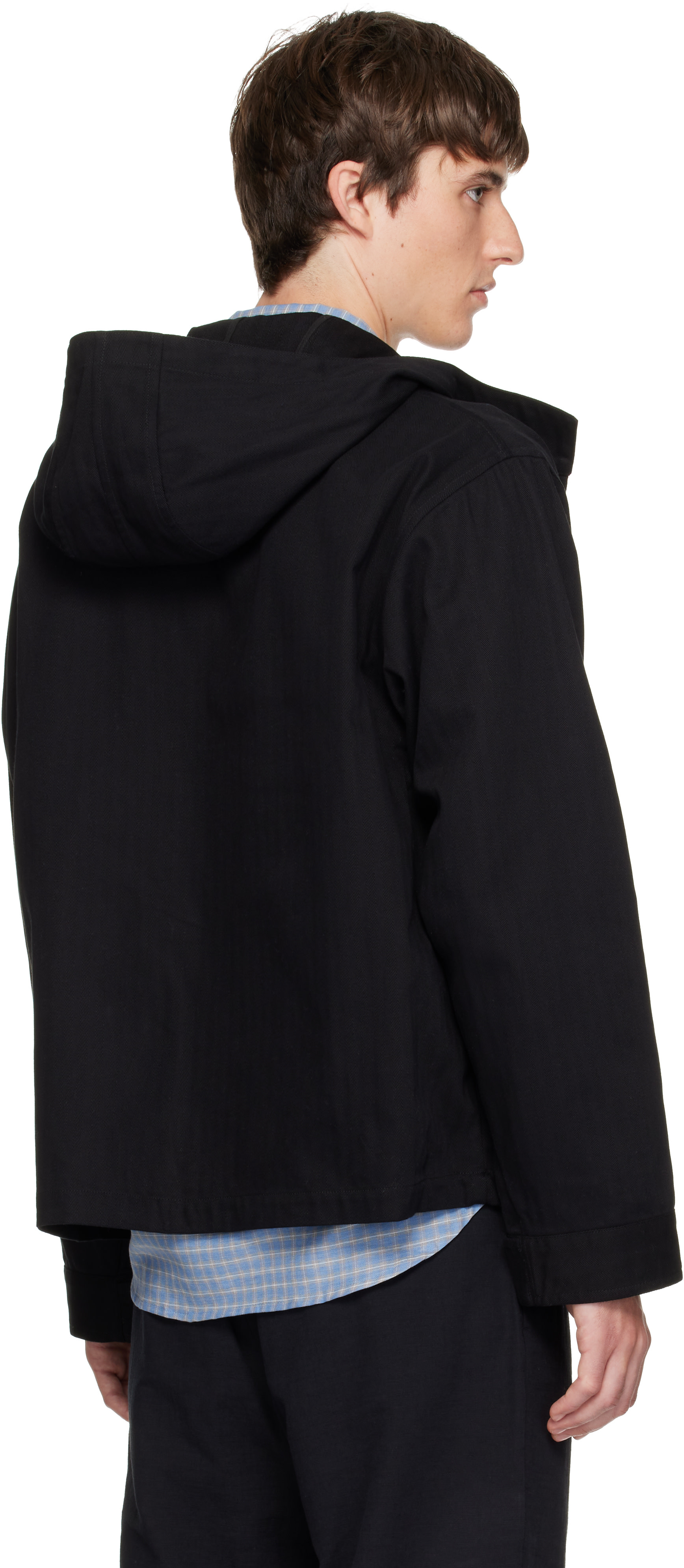 Palmes - Black Herringbone Hooded Jacket