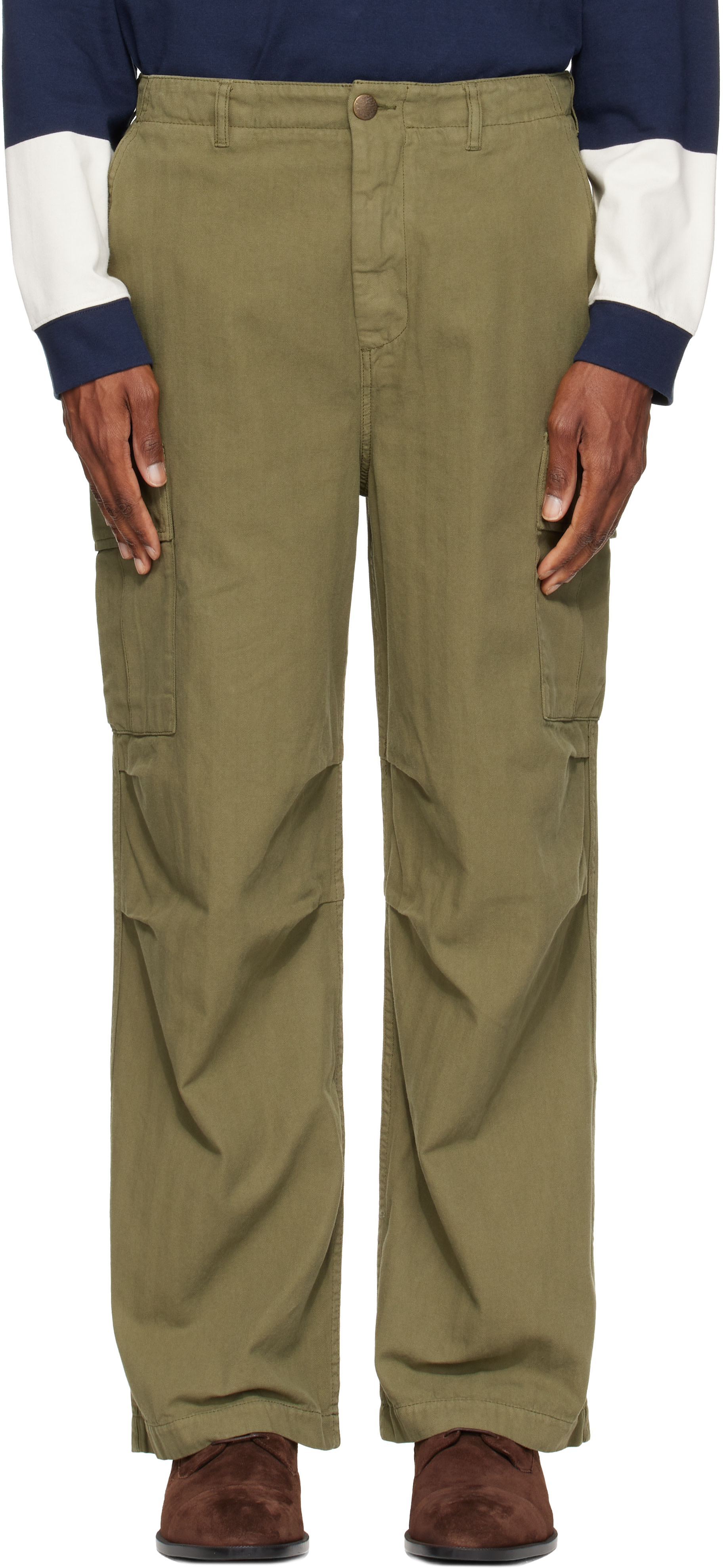 Palmes - Green Herringbone Cargo Pants