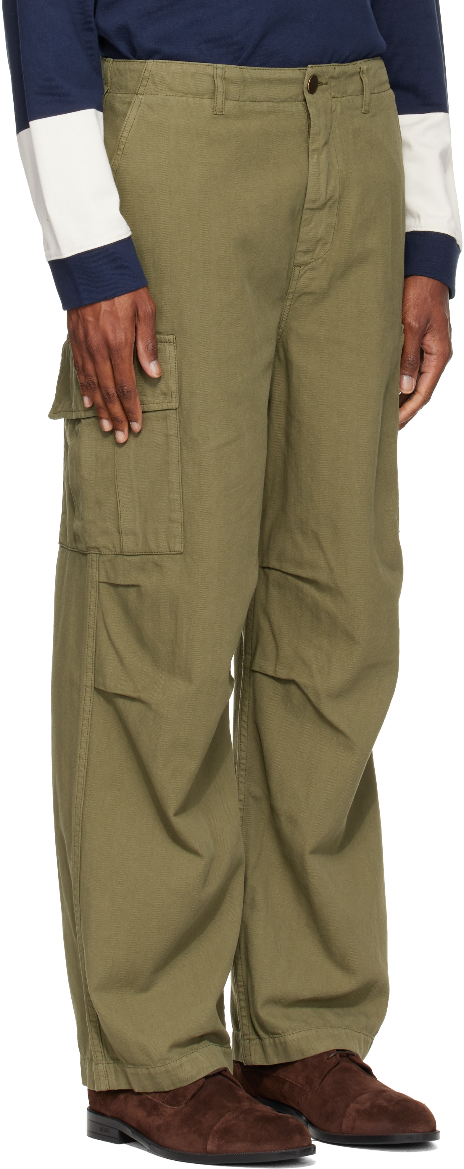 Palmes - Pantalon cargo vert en chevron