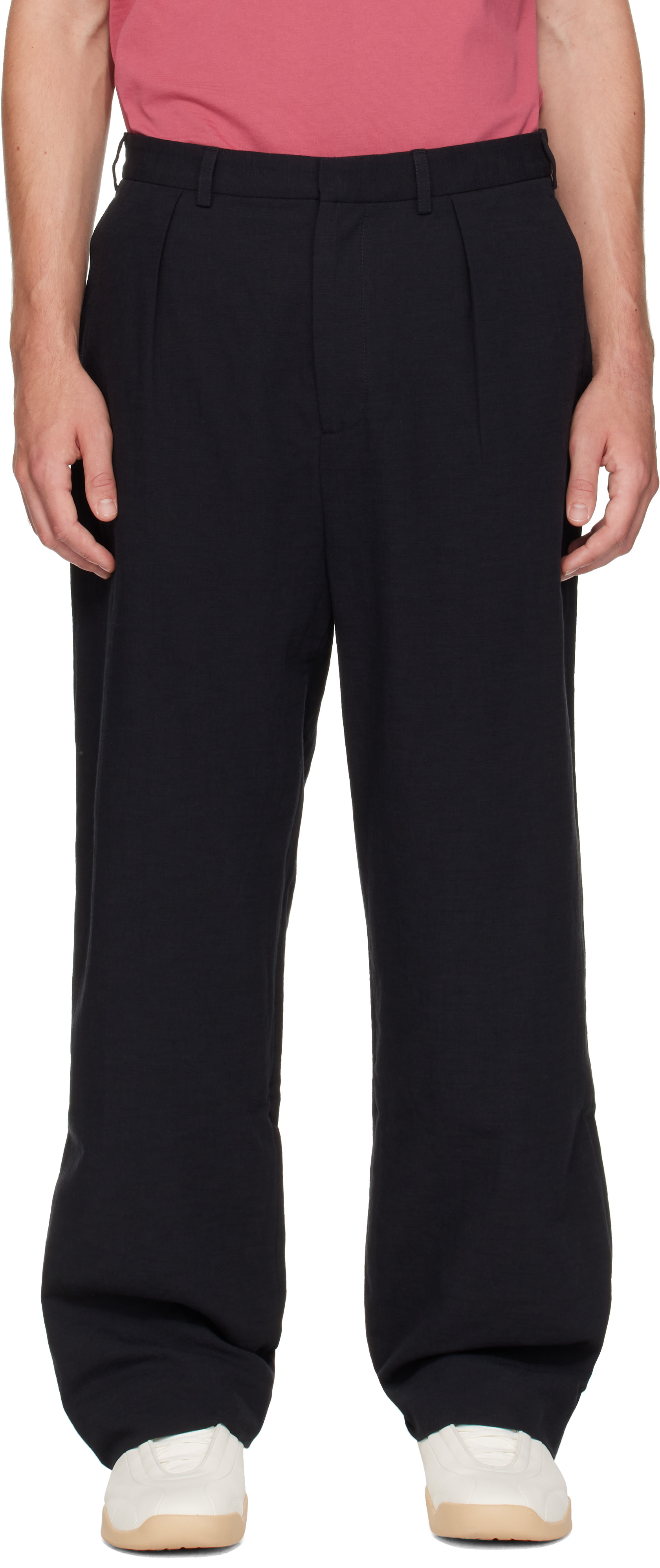 Palmes - Pantalon de complet ample noir à plis