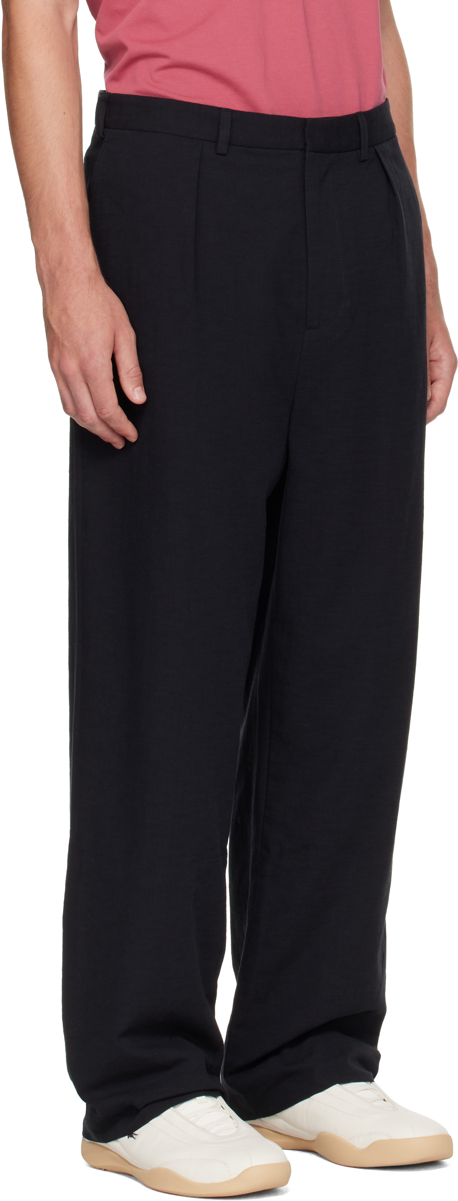 Palmes - Pantalon de complet ample noir à plis