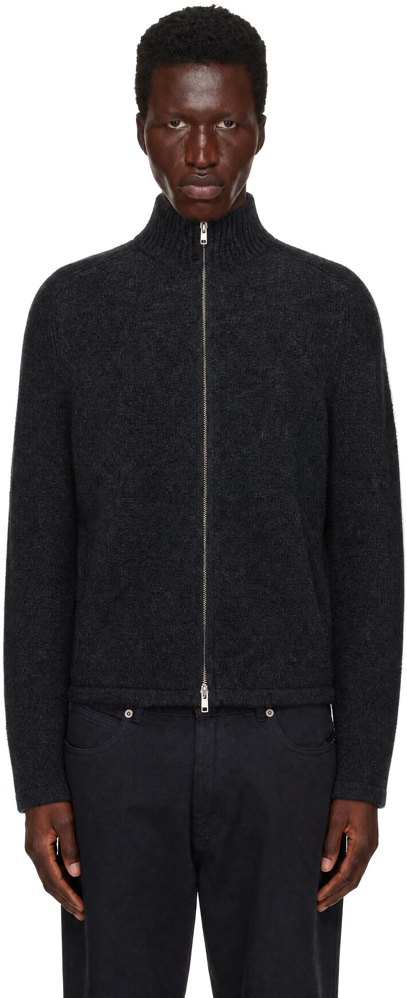 Palmes - Gray Knitted Zip Sweater