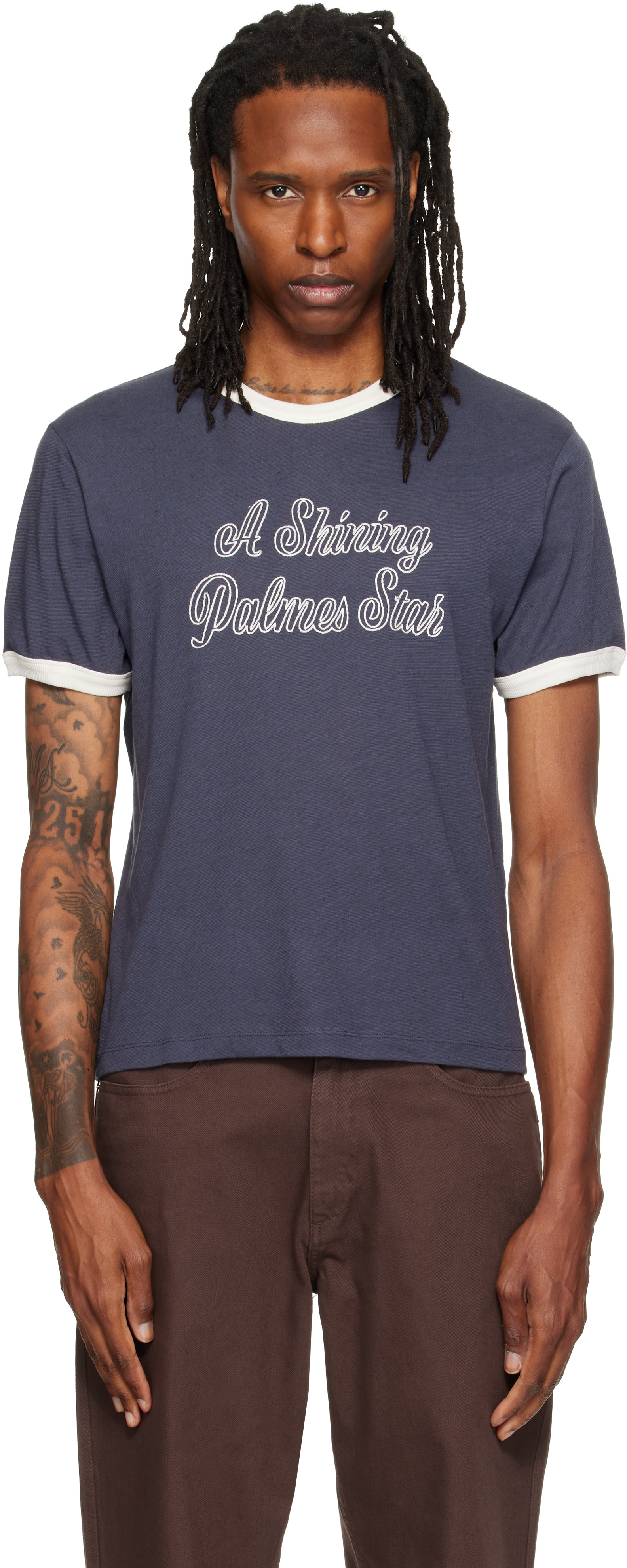 Palmes - ネイビー Star リンガーTシャツ