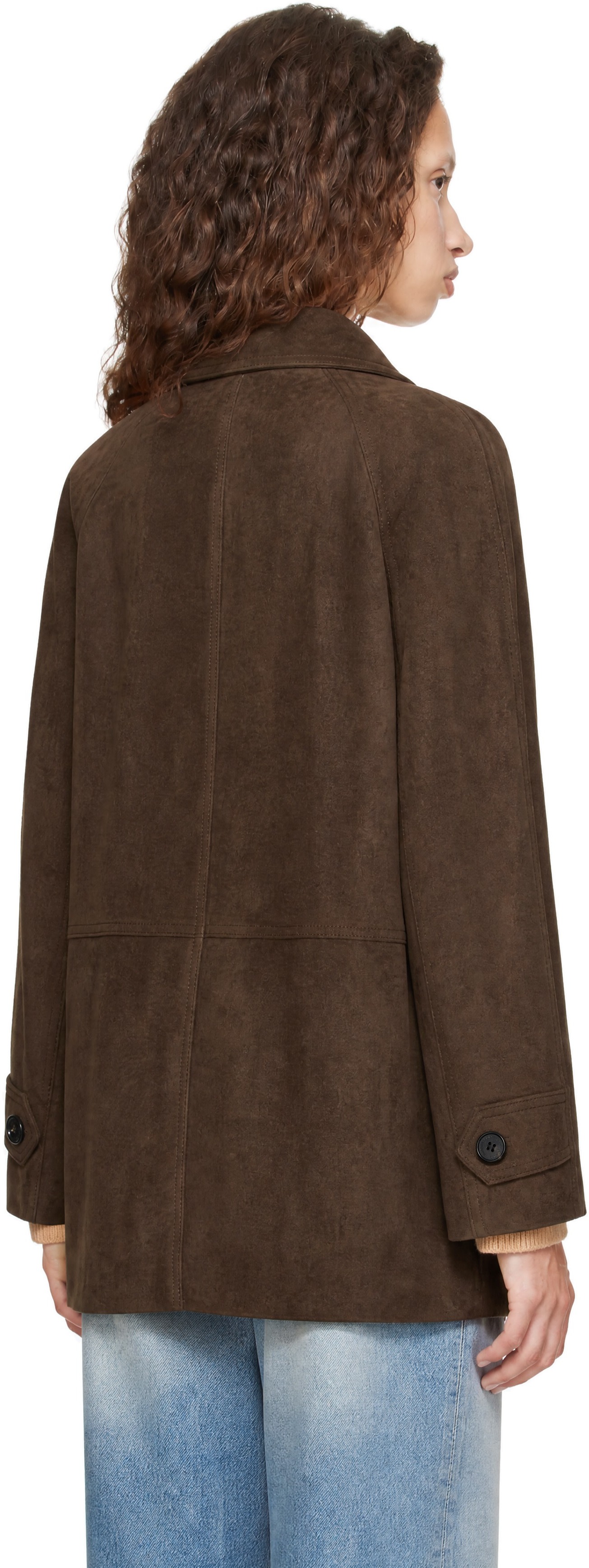 Dunst: Brown Lily Half Faux-Suede Jacket | SSENSE Canada