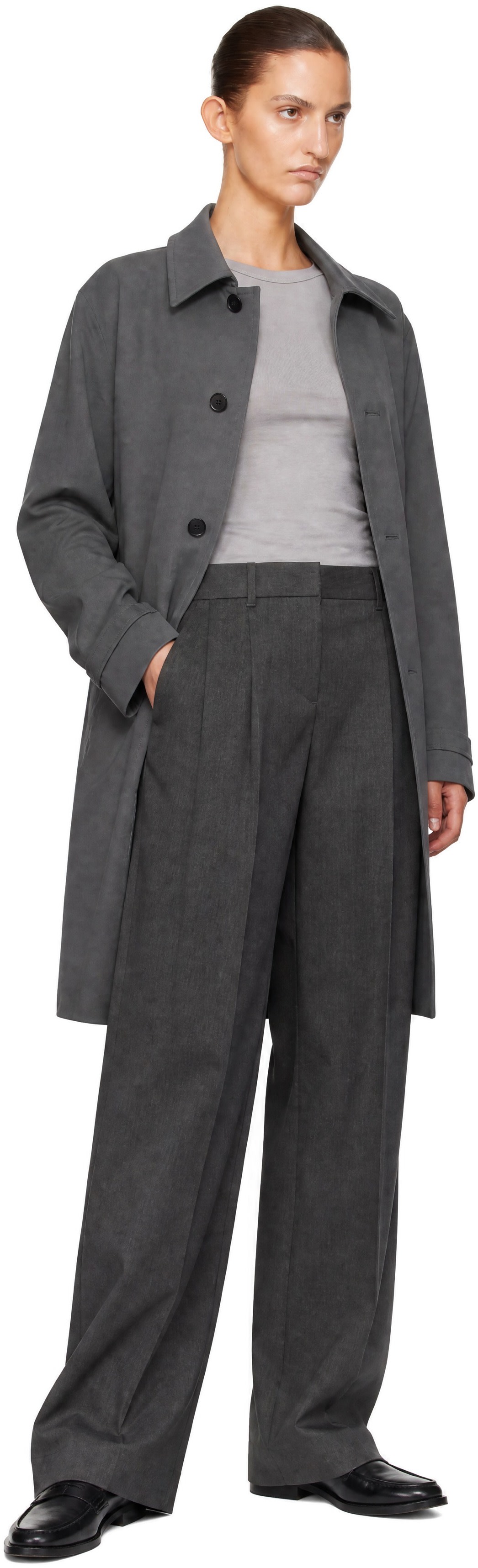Dunst - Pantalon ample gris à plis