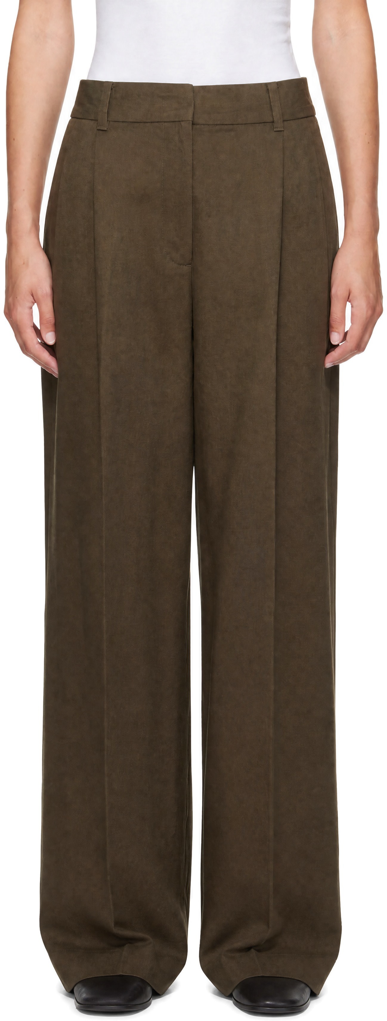 Dunst - Pantalon chino ample vert à plis