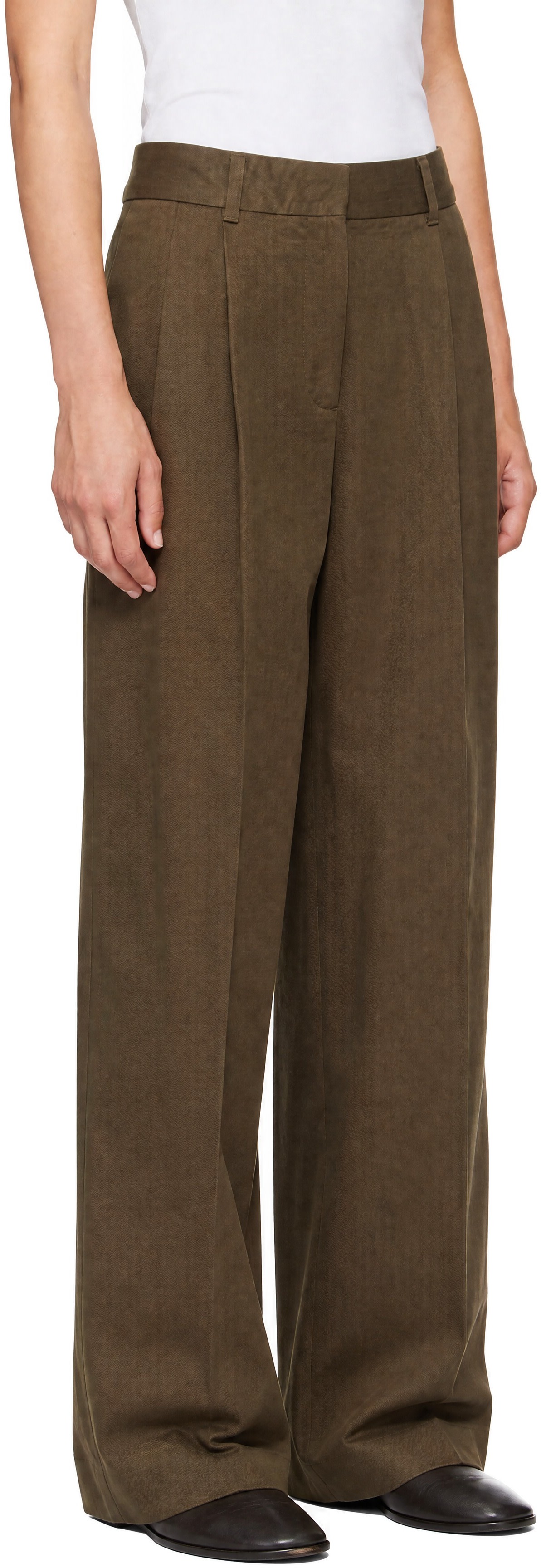 Dunst - Pantalon chino ample vert à plis