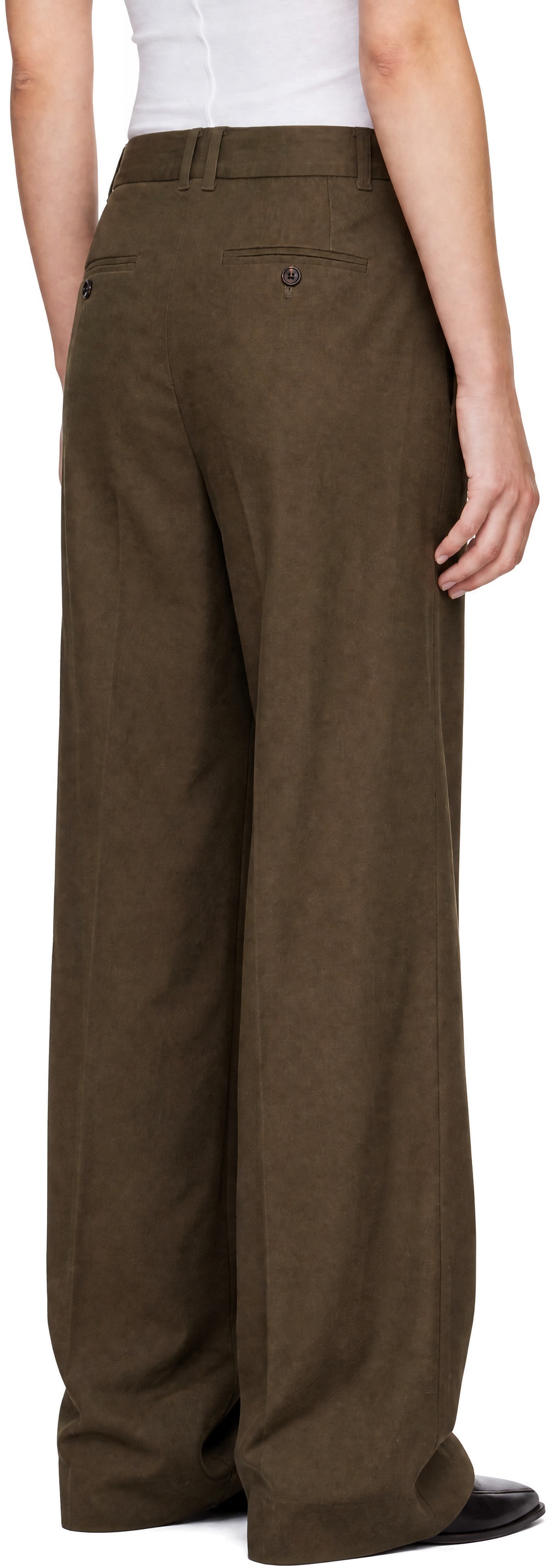 Dunst - Pantalon chino ample vert à plis