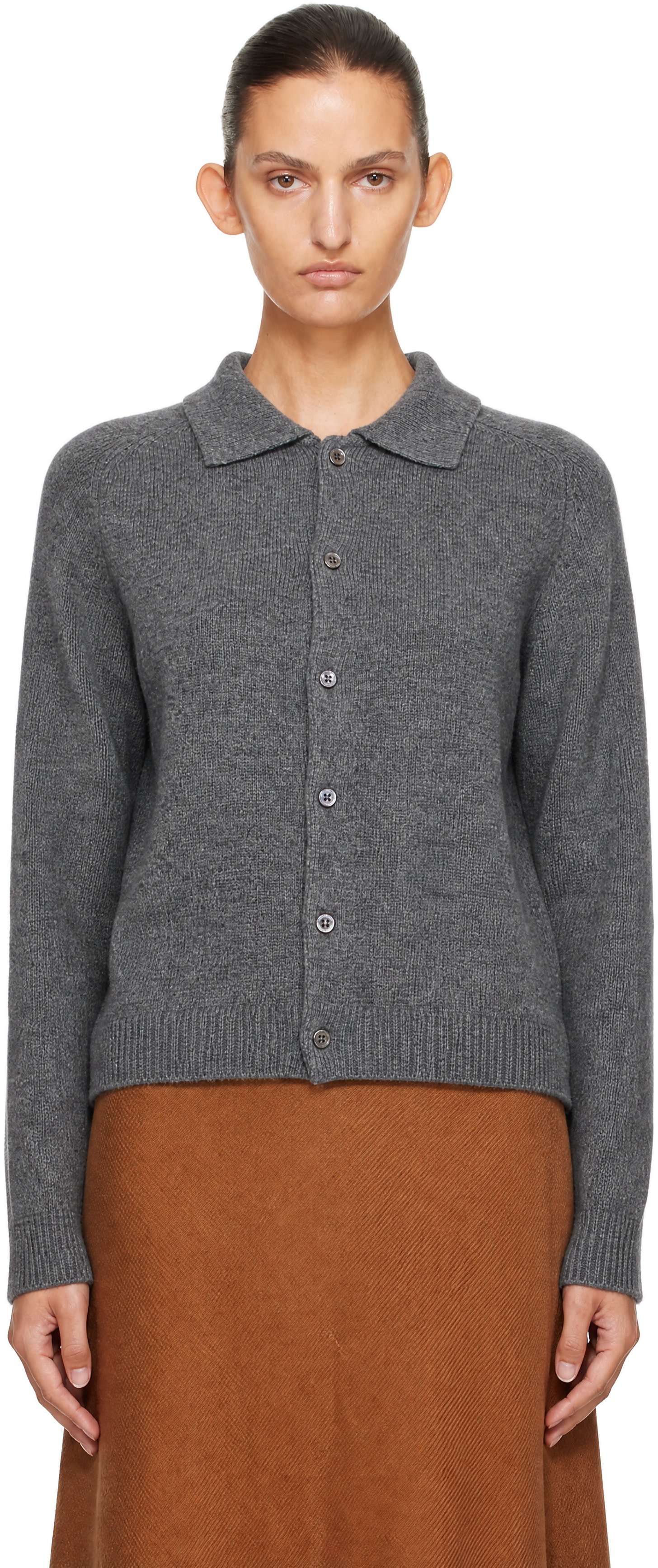 Dunst - Gray Collared Knit Cardigan
