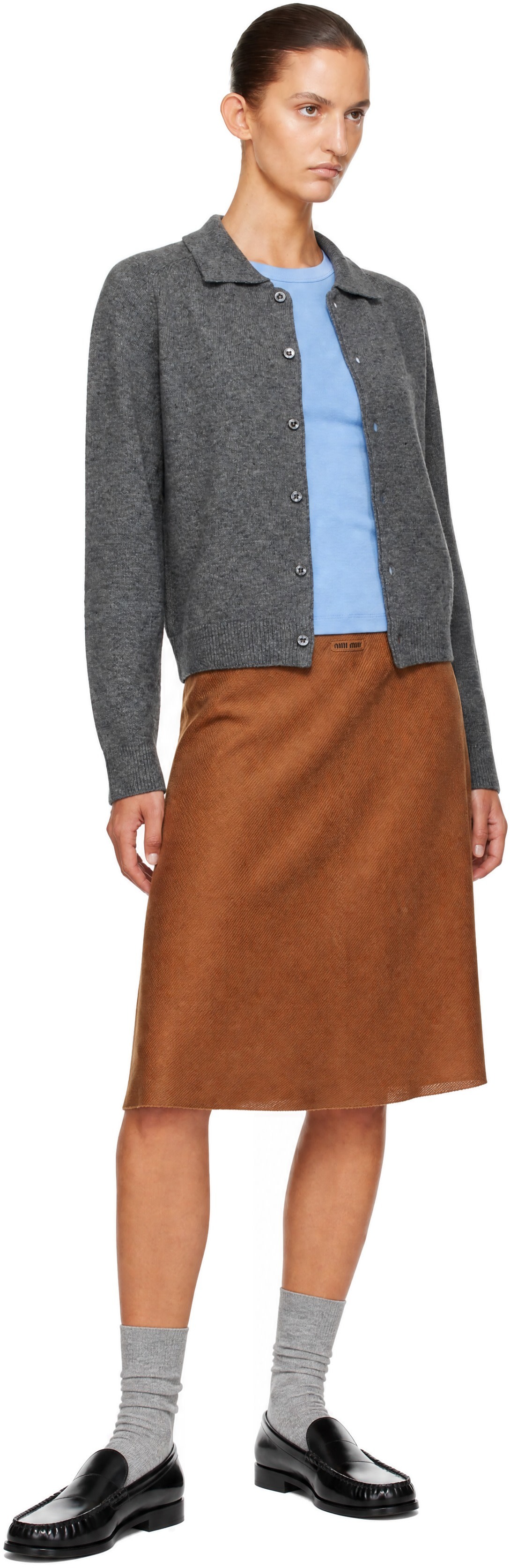 Dunst - Gray Collared Knit Cardigan