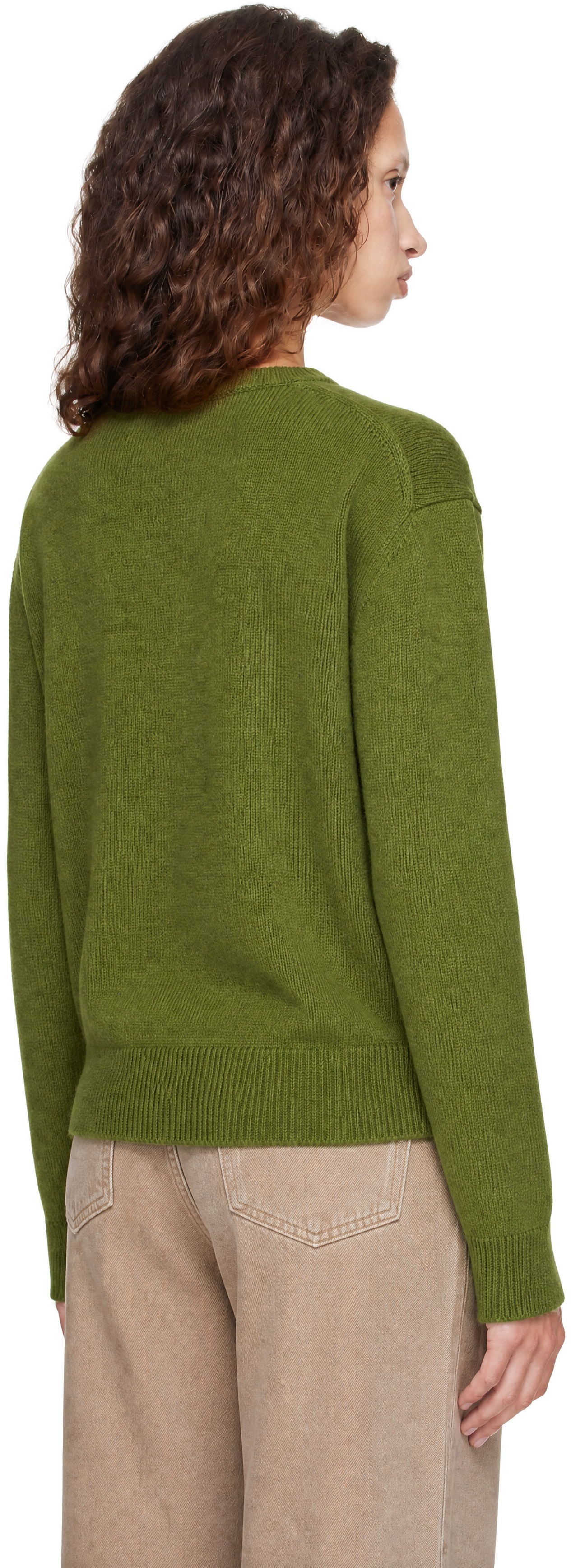 Dunst - Pull vert en cachemire à col en V